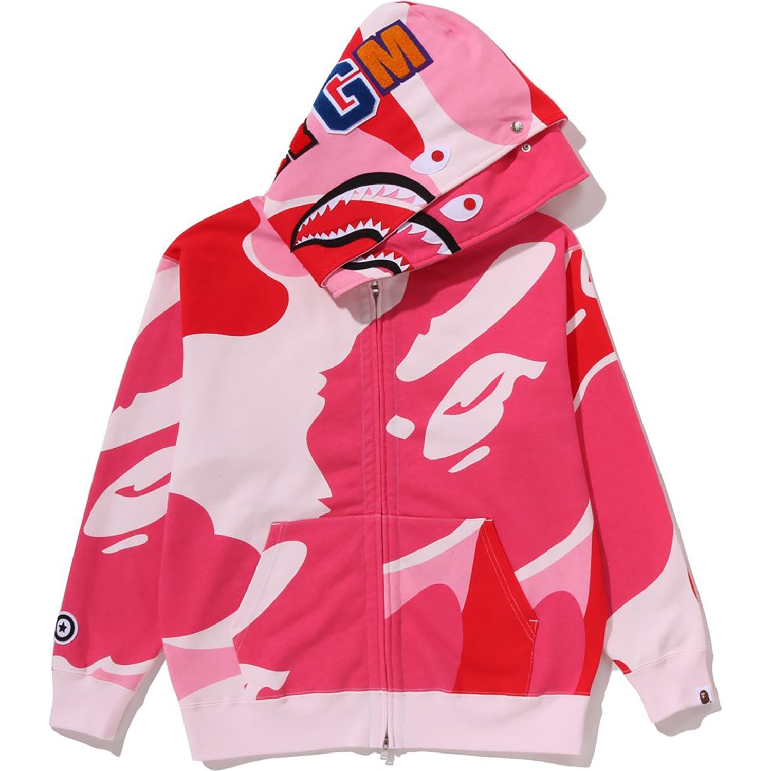 MEGA ABC CAMO DOUBLE SHARK RELAXED FIT FULL ZIP HOODIE MENS