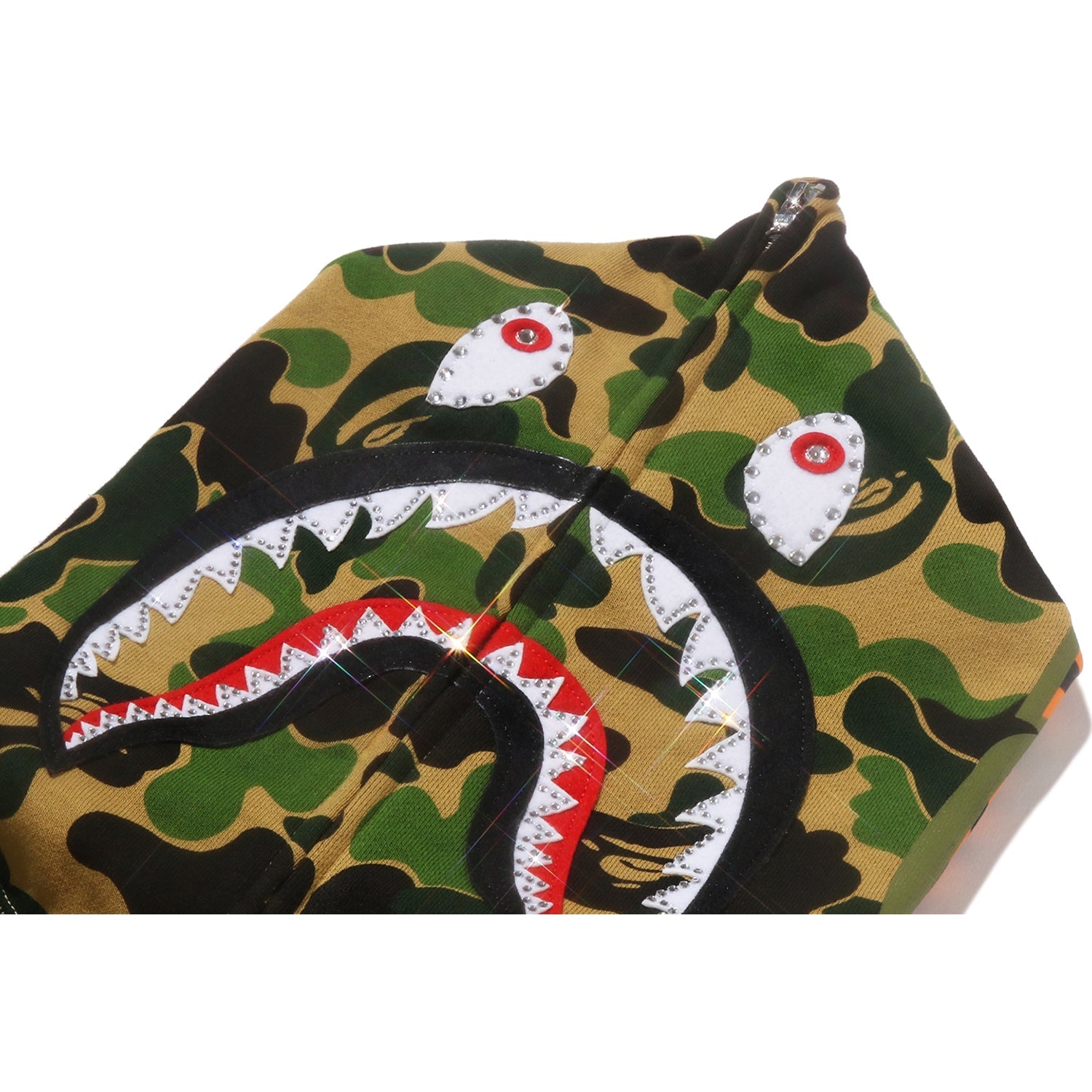 ABC CAMO CRYSTAL STONE SHARK FULL ZIP HOODIE LADIES