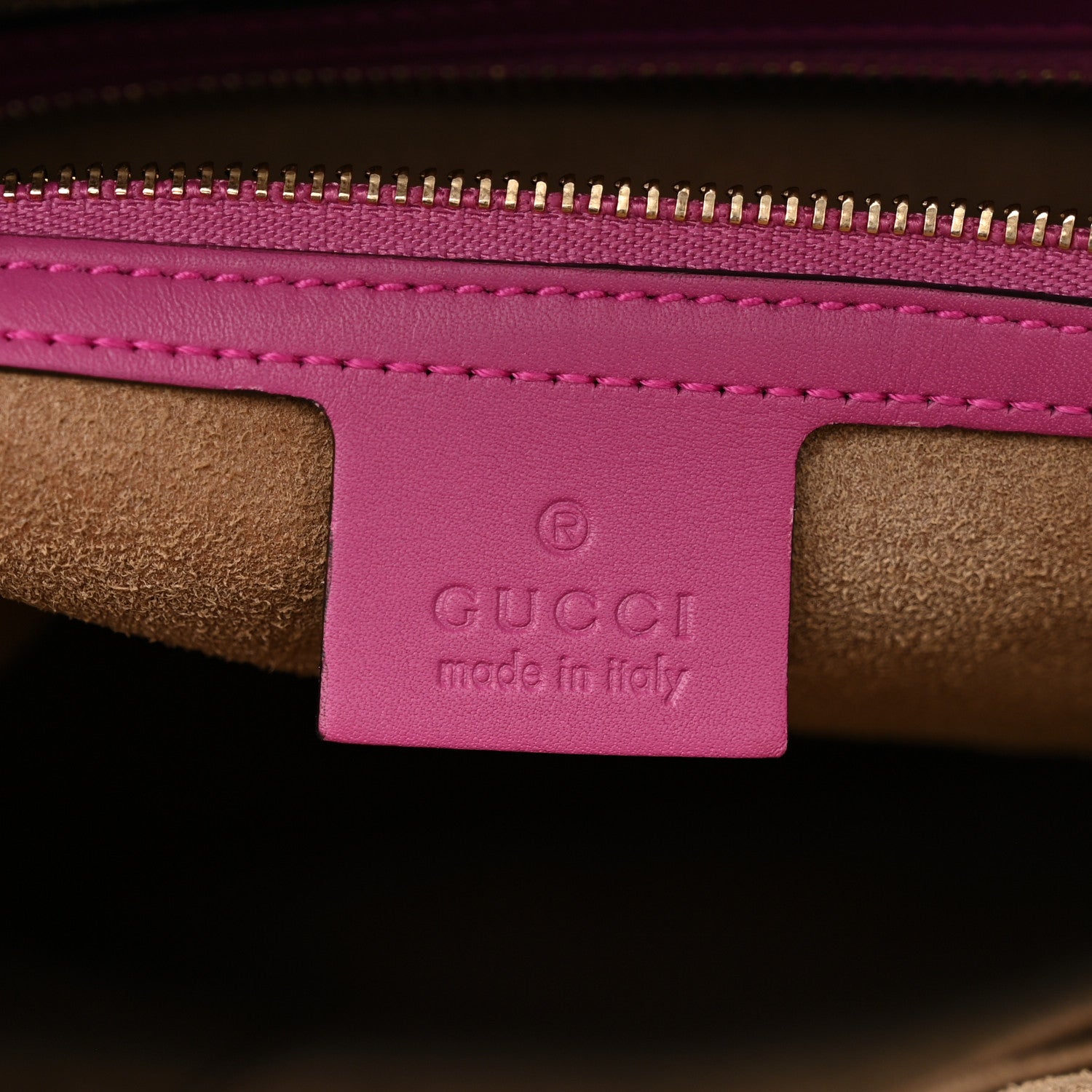 GG Supreme Monogram Medium Zippered Bucket Tote Beige Hibiscus Red New Rosette