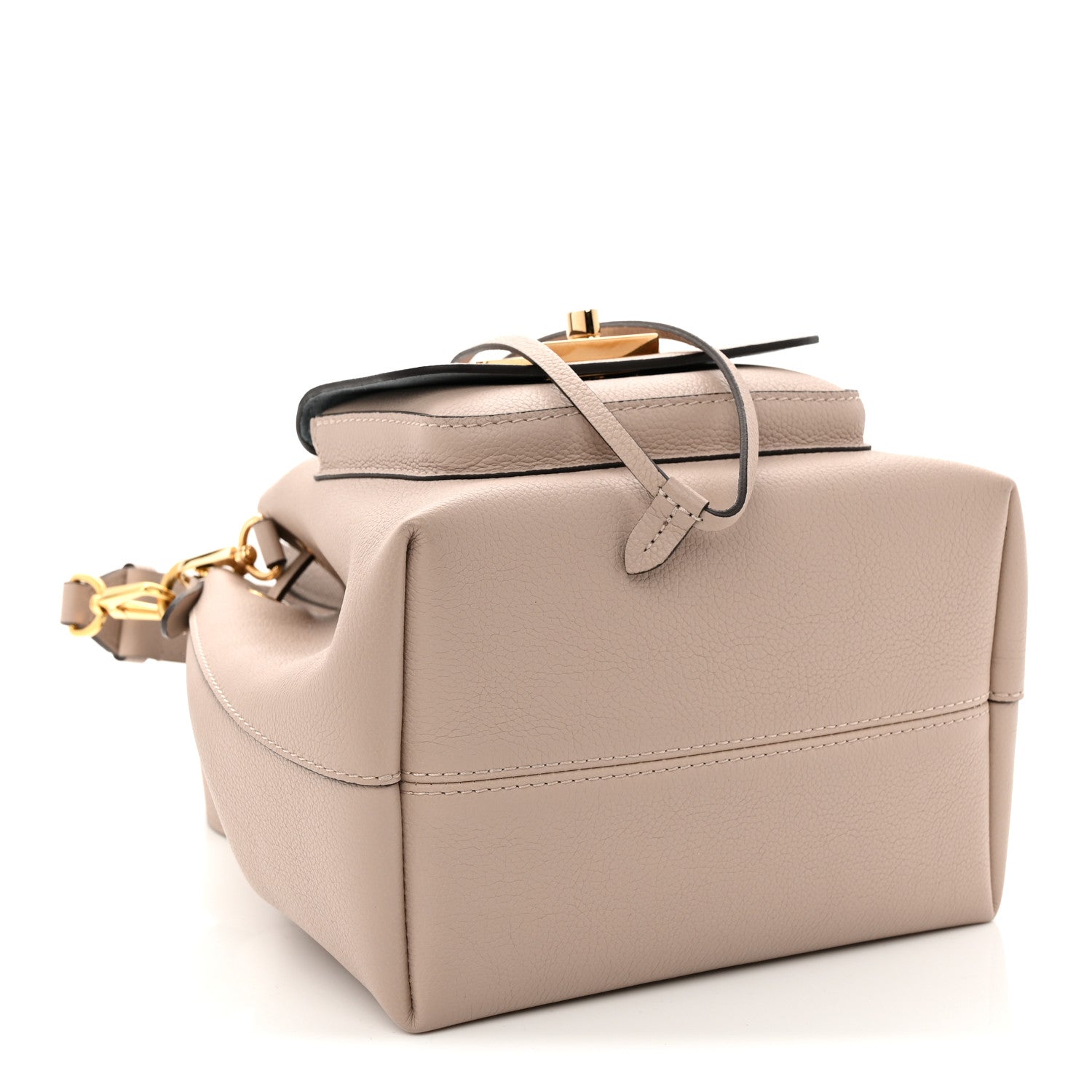 Calfskin Lockme Bucket MM Greige
