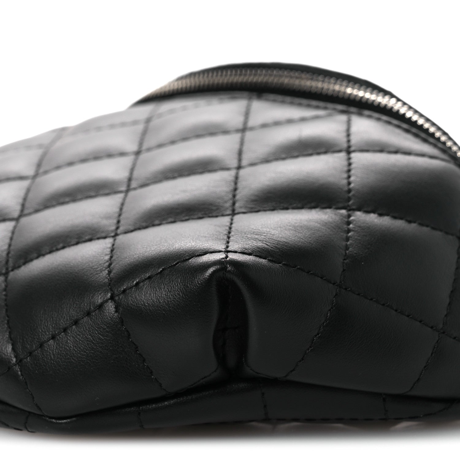 Calfskin Quilted Uniform Waist Belt Bag Black