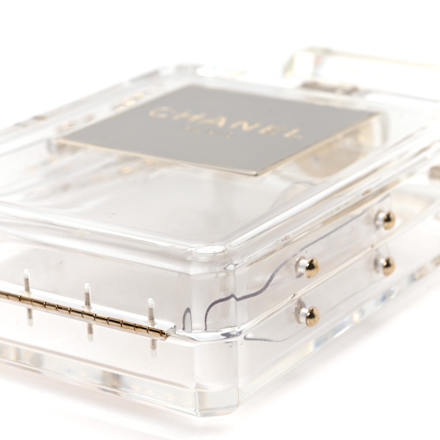 Transluscent Plexiglass Perfume Bottle Clutch