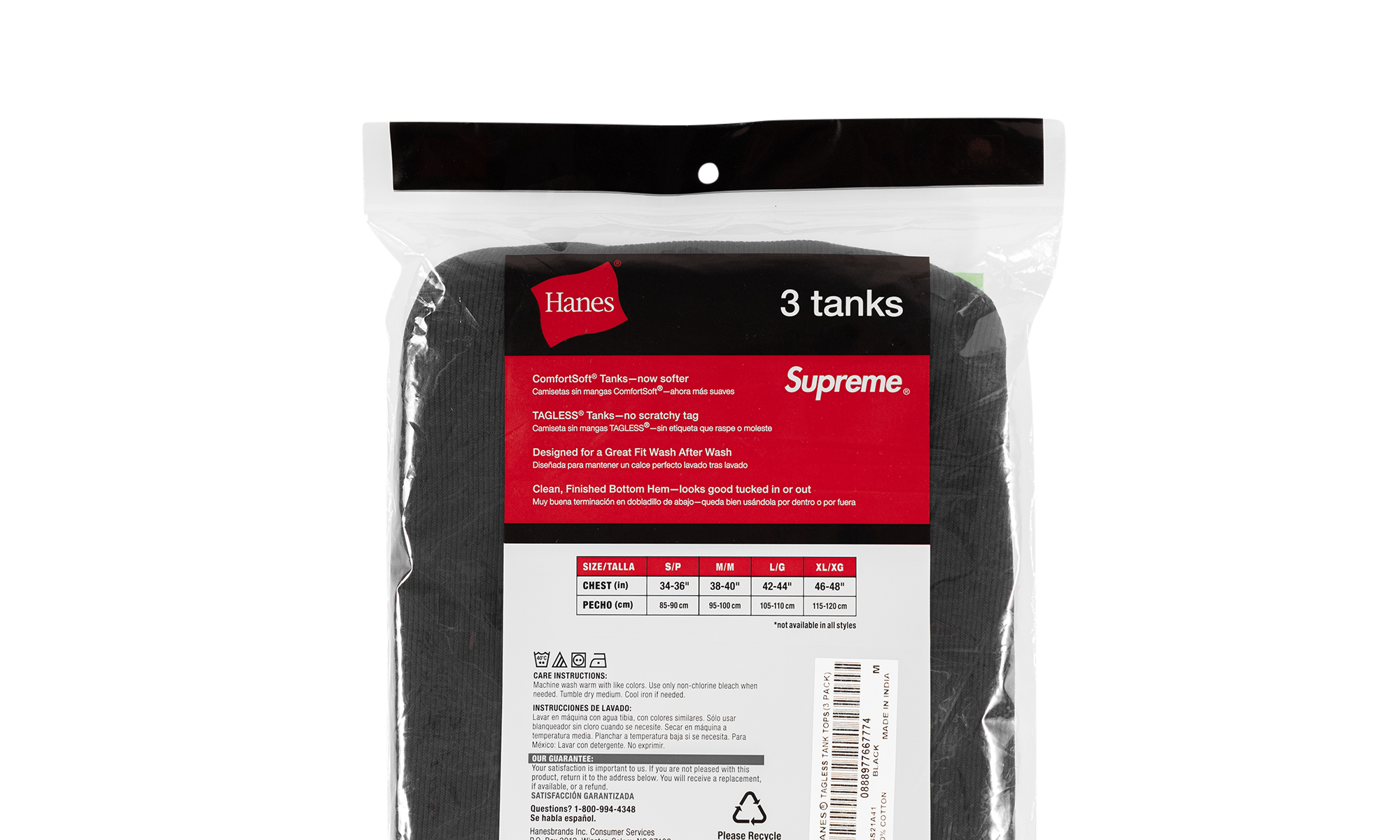 Hanes Tagless Tank Tops 3 Pack "Black" SU10525
