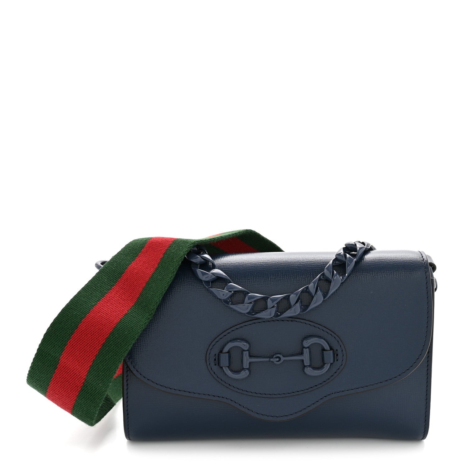 Azalea Calfskin Web Monochrome Mini Horsebit 1955 Chain Shoulder Bag Blue