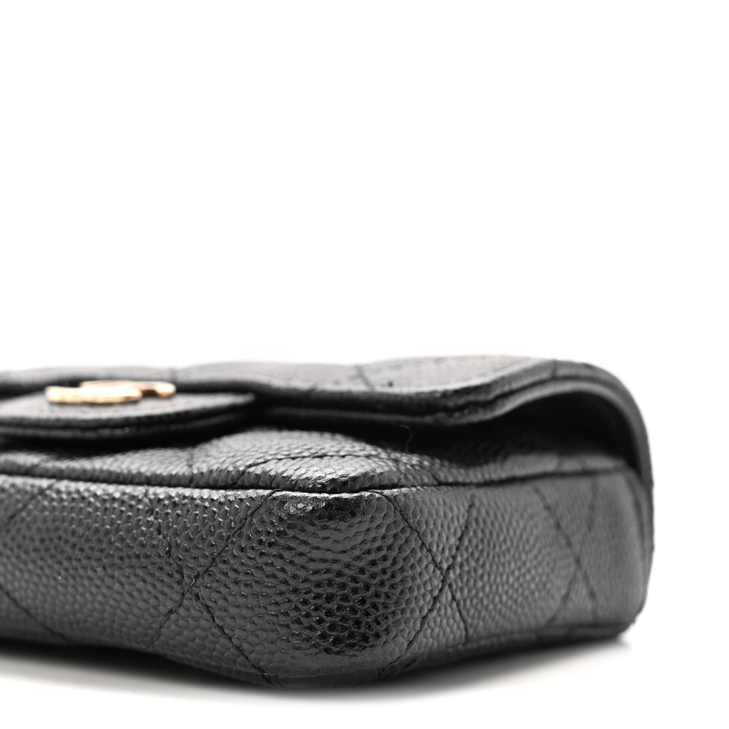 Caviar Quilted Mini Chain Belt Bag Black