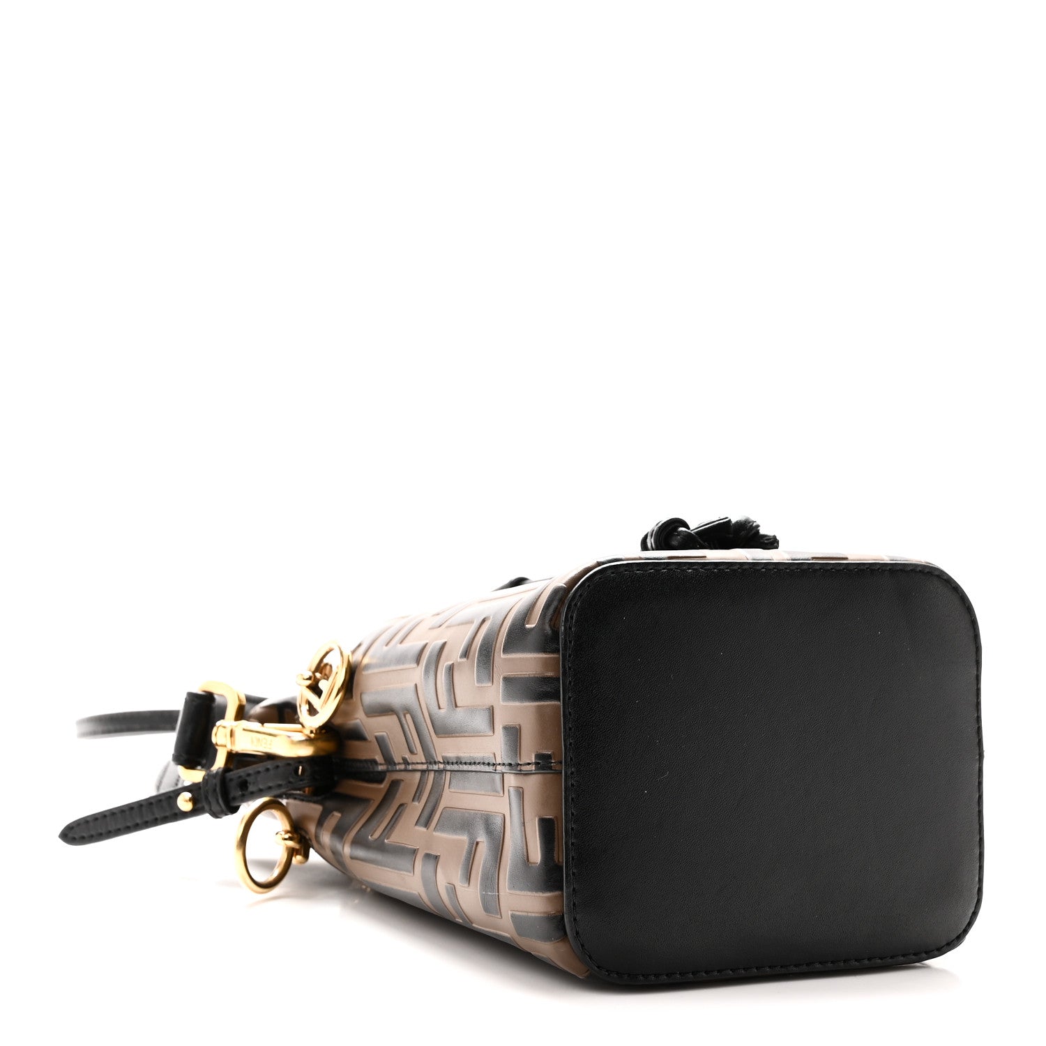 Vitello Liberty F is Fendi Bi-Color FF 1974 Embossed Mini Mon Tresor Bucket Bag Maya Black
