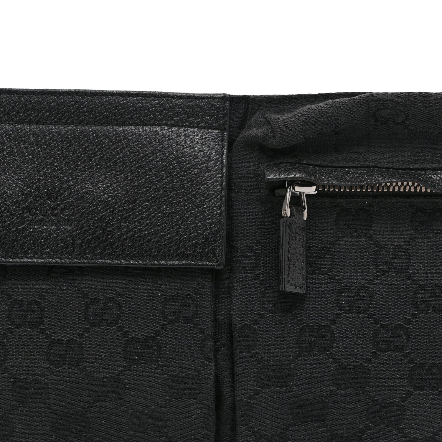 GG Monogram Double Pocket Belt Bag Black