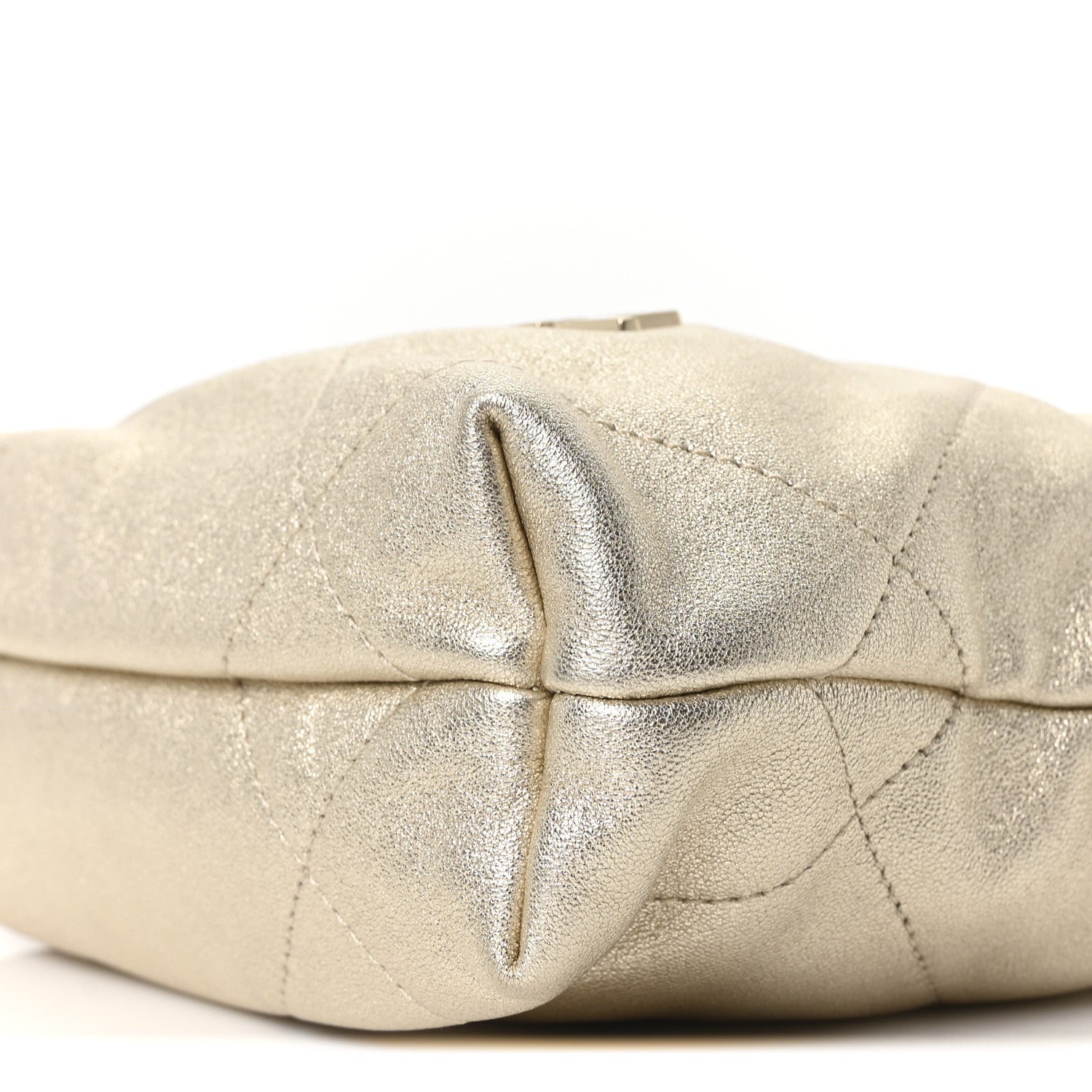 Metallic Lambskin Quilted Mini Chanel 22 Golden