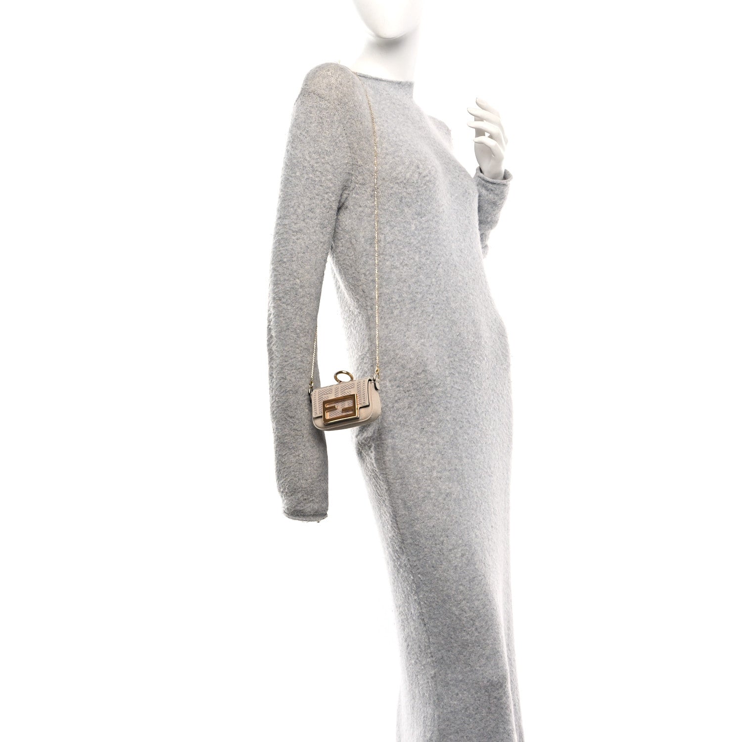 Canvas Vitello King FF Embroidered Nano Maxi Buckle Baguette Charm Nuvola
