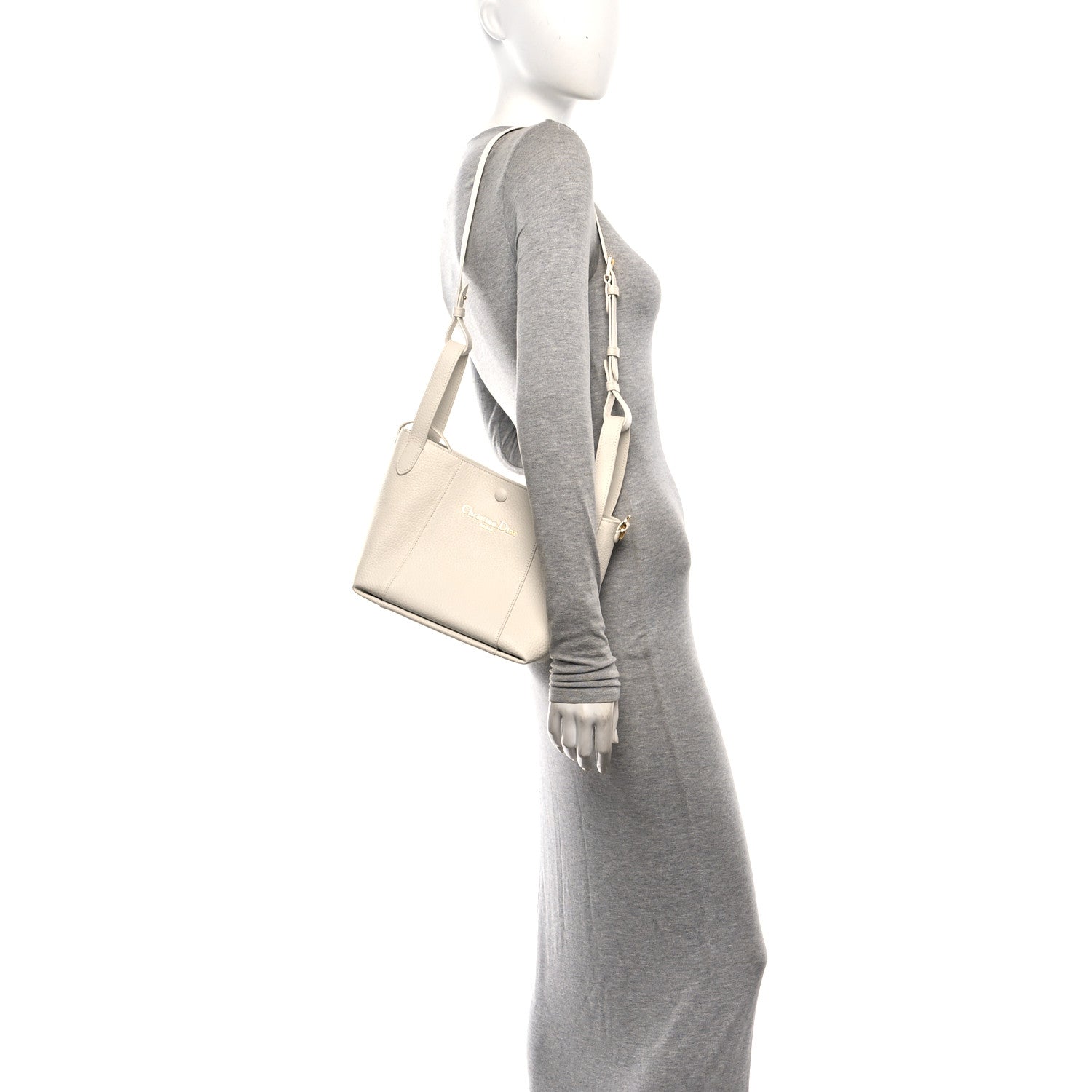 Calfskin Medium Signature Bucket Bag Latte