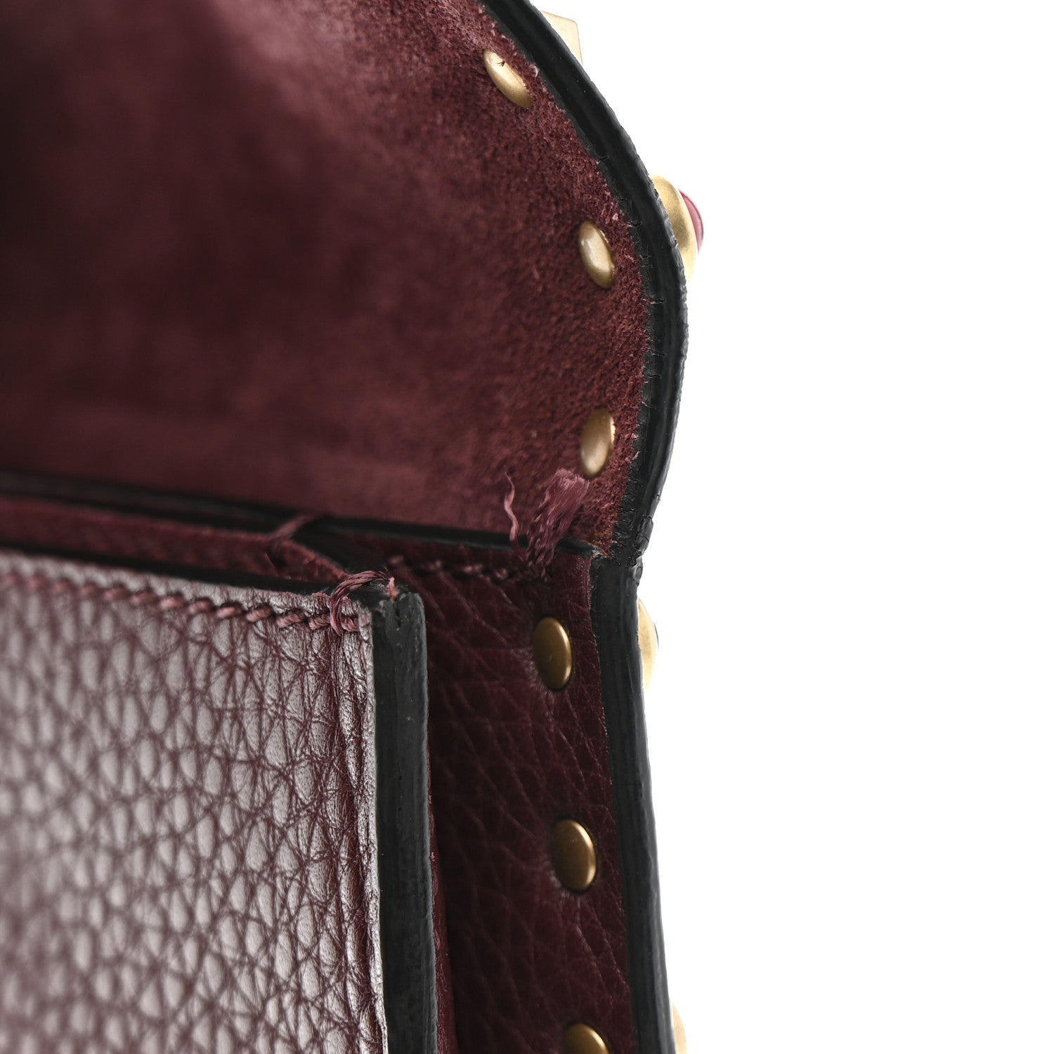 Pebbled Calfskin Rockstud Rolling Wristlet Clutch Rubin