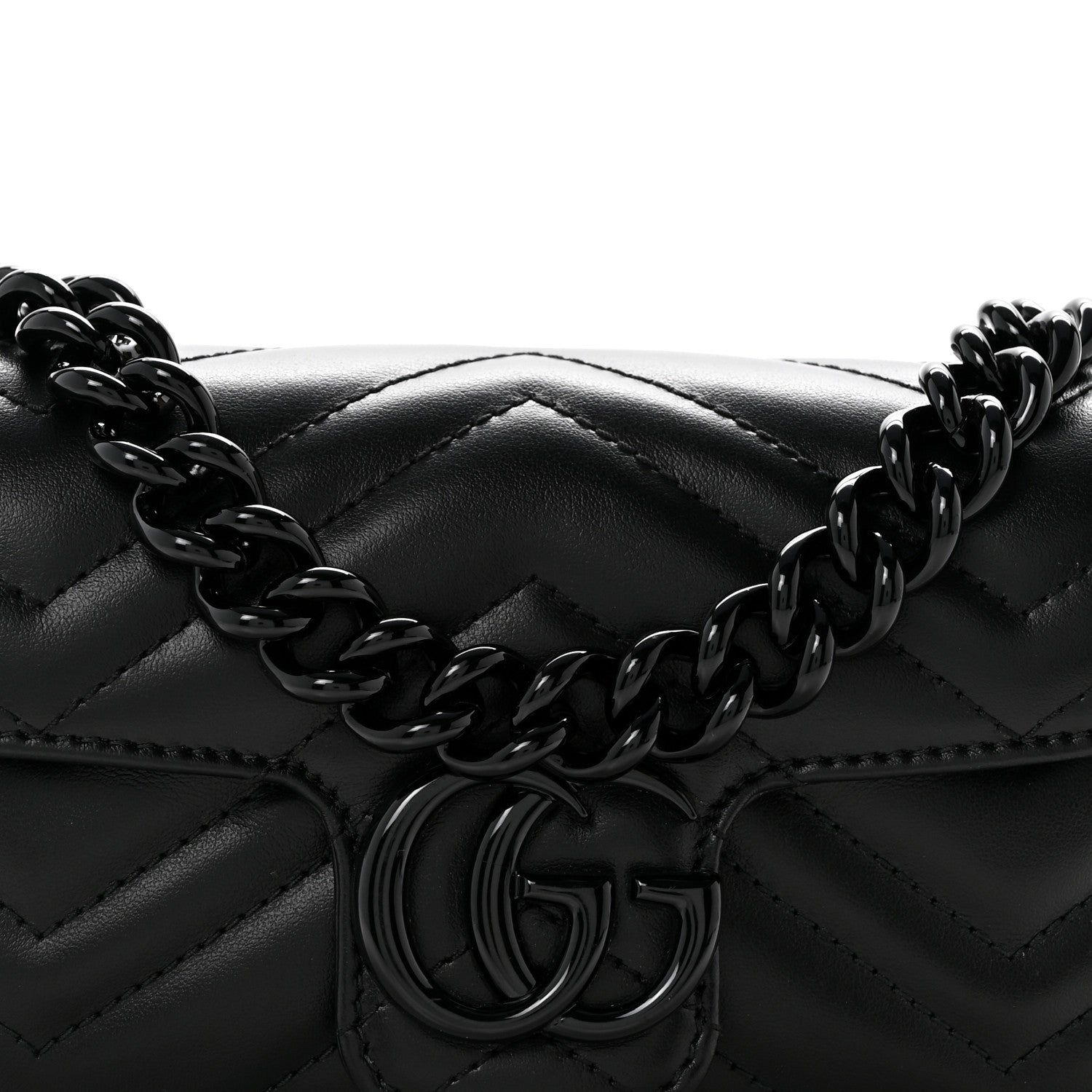 Calfskin Matelasse Monochrome GG Marmont Chain Belt Bag Black