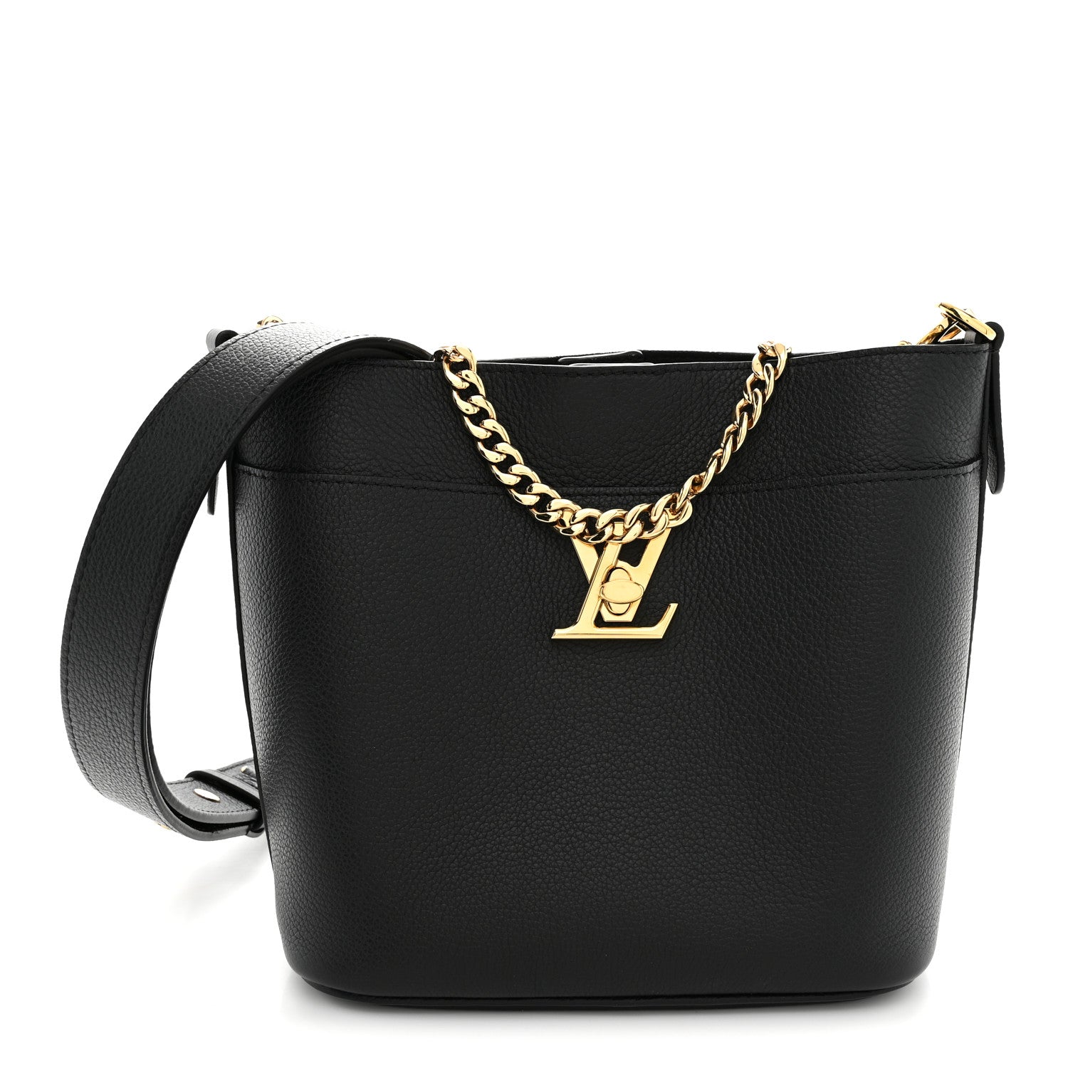 Calfskin Lock and Walk Bucket Black