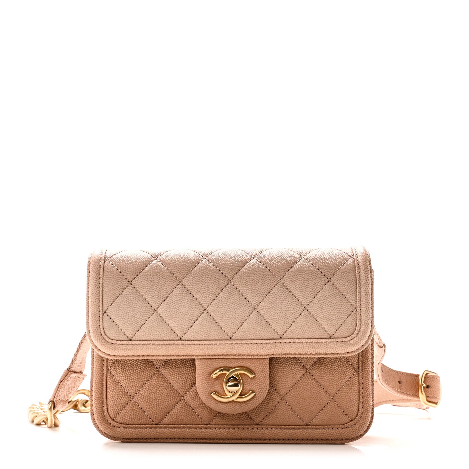 Caviar Quilted Sunset On The Sea Waist Bag Beige