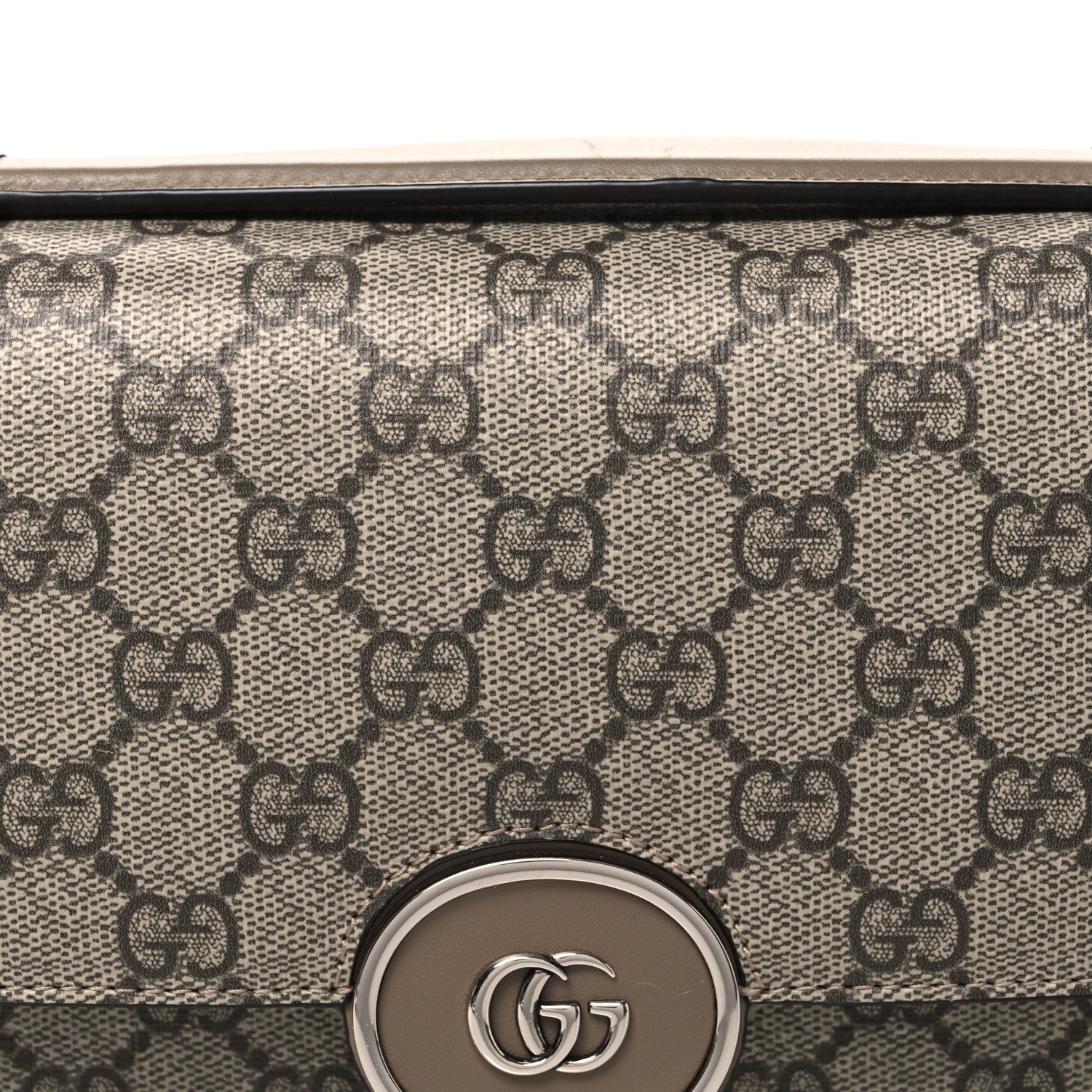 GG Supreme Monogram Petite GG Top Handle Shoulder Bag Beige Ebony
