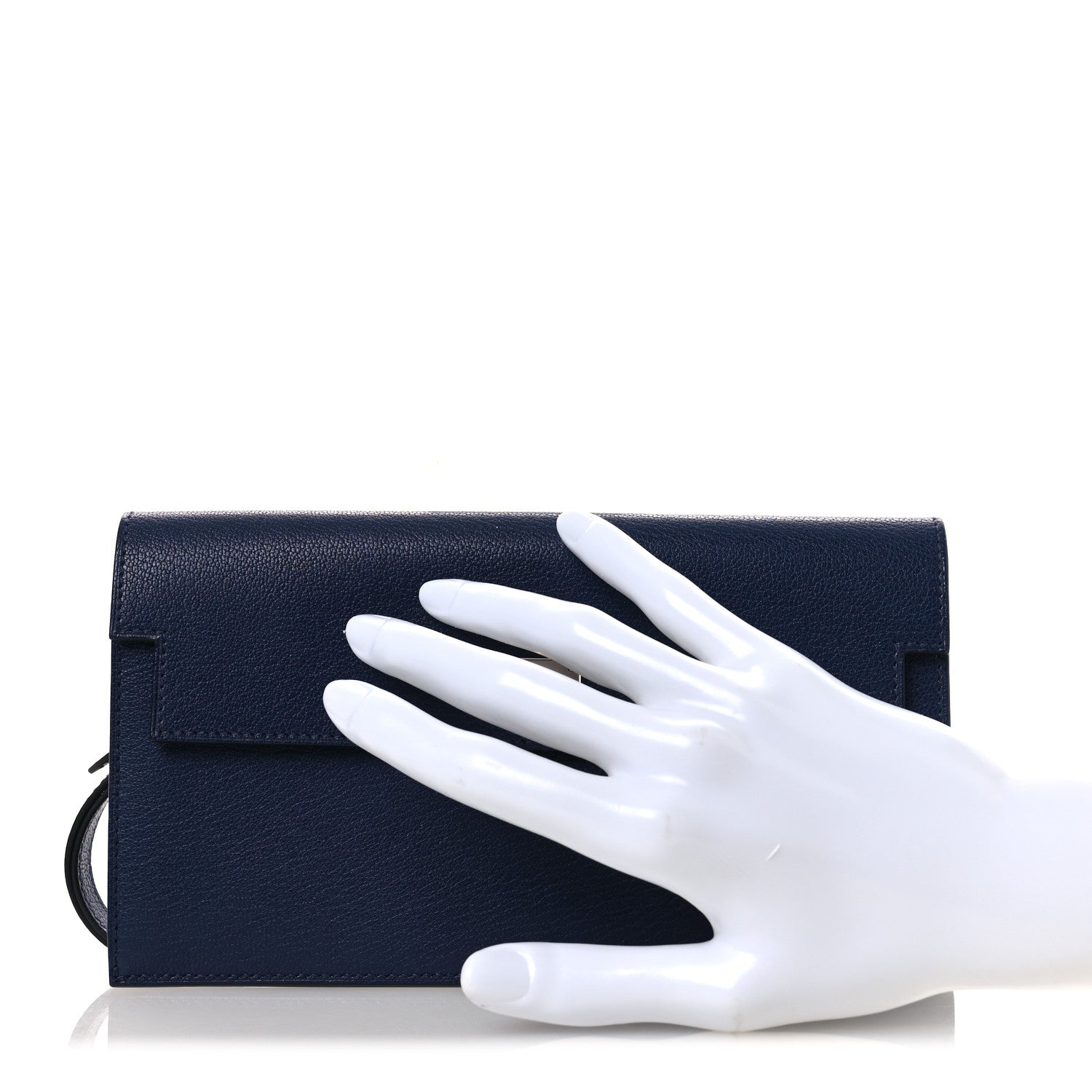 Chevre Chamkila Kelly Pocket Long Wallet Bleu Indigo
