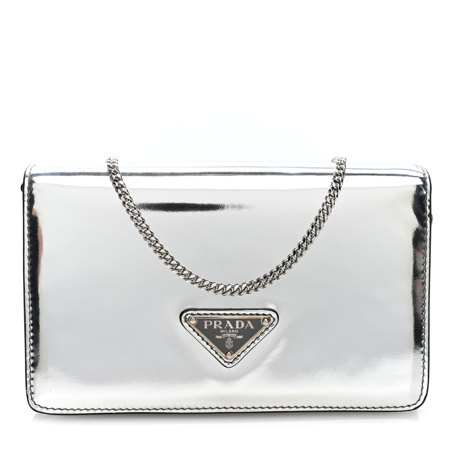 Spazzolato Flap Slide Chain Shoulder Bag Argento Argento