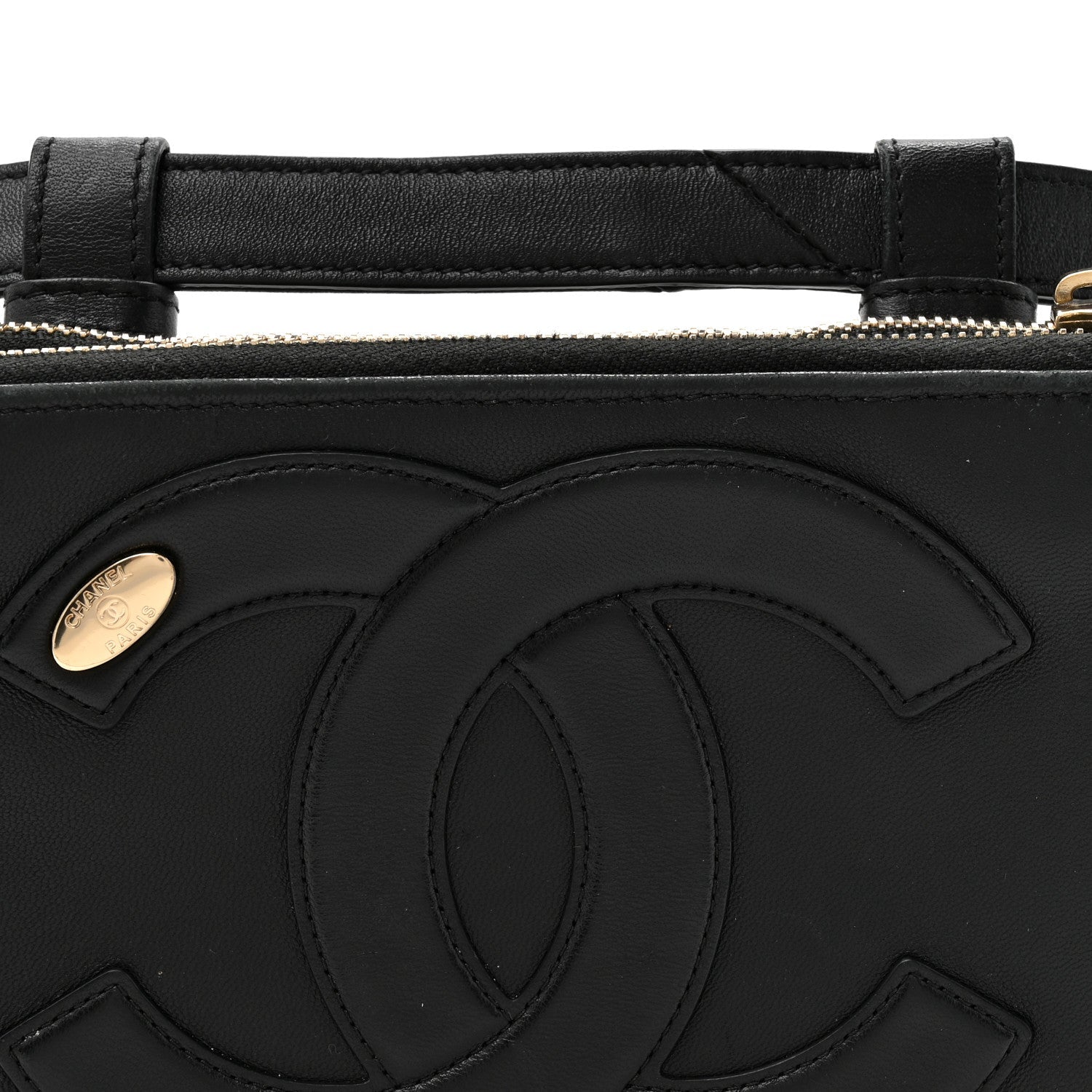 Lambskin CC Mania Waist Belt Bag Black