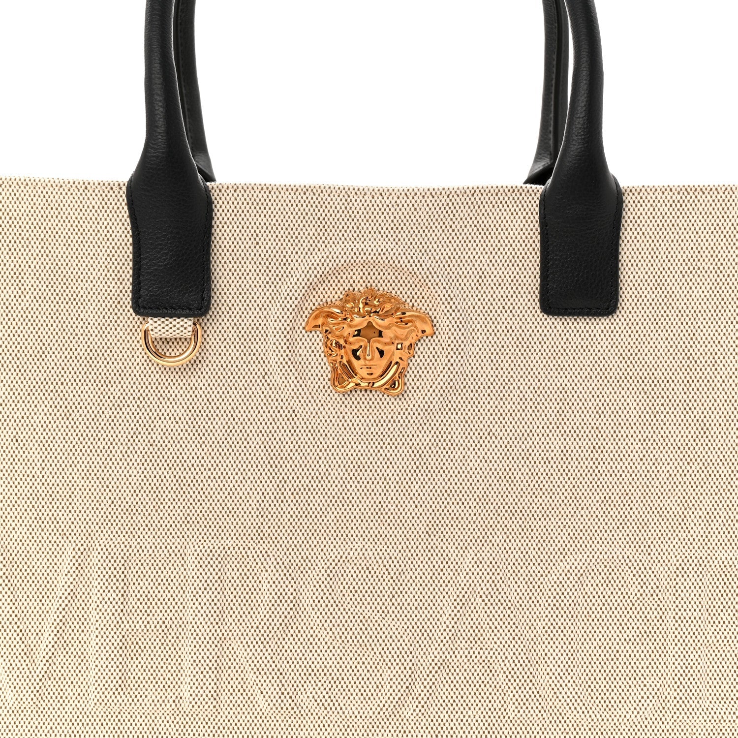 Canvas Calfskin Large La Medusa Tote Bag Beige