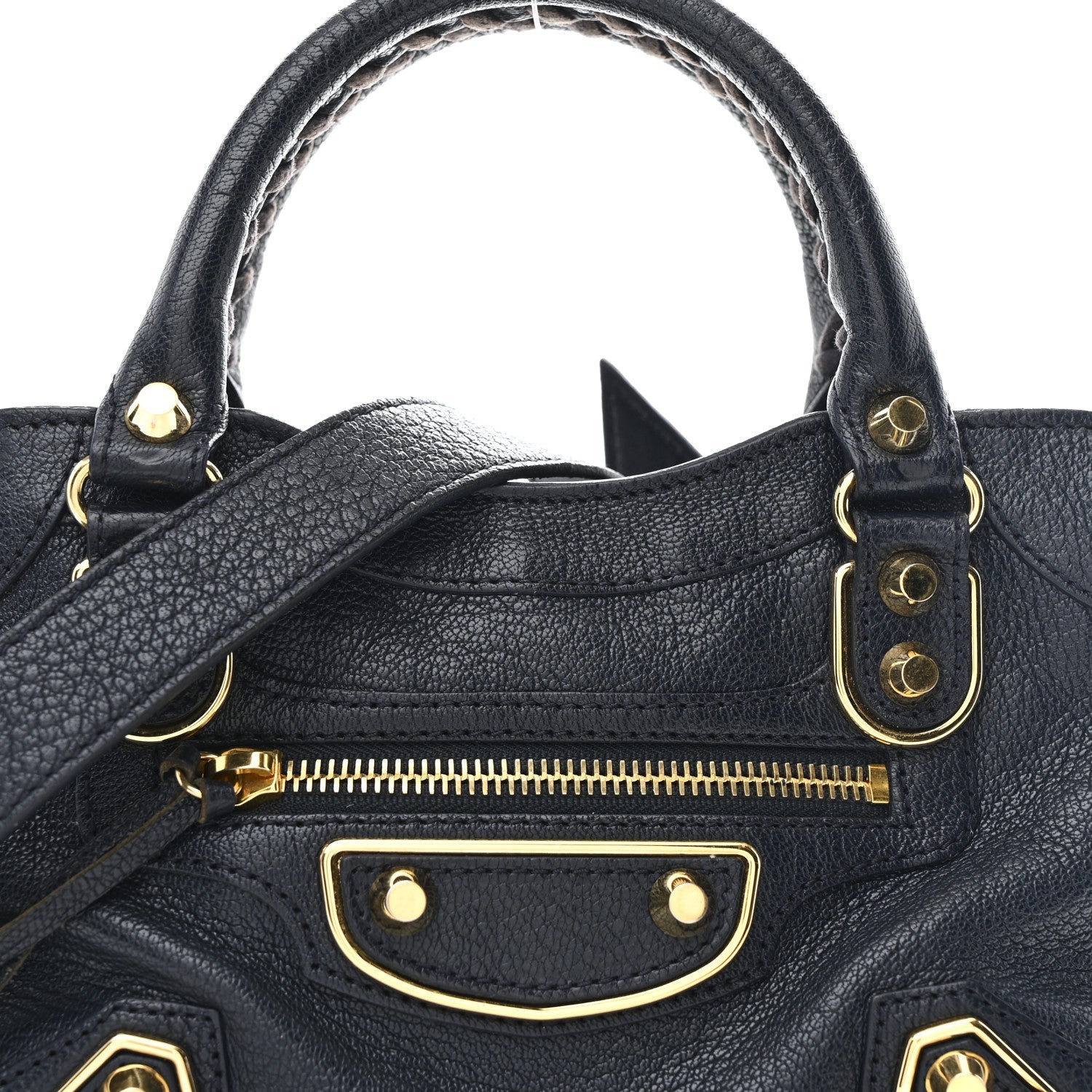 Chevre Gold Metallic Edge Hardware Mini City Bleu Nuit Dark Sea