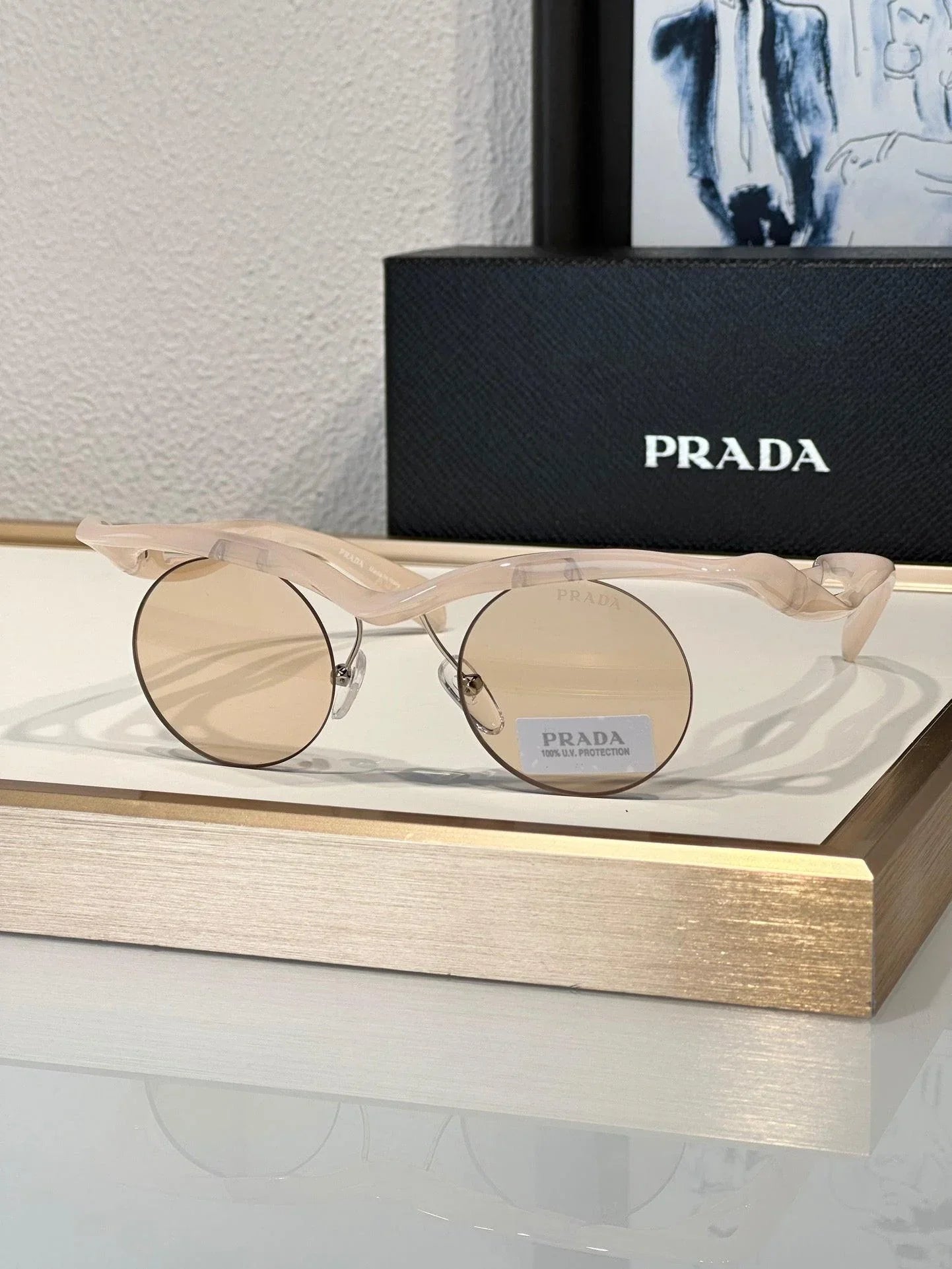PRADA PR A18S - BLACK-PEACH-GREEN | SUNGLASSES Unisex 🟥