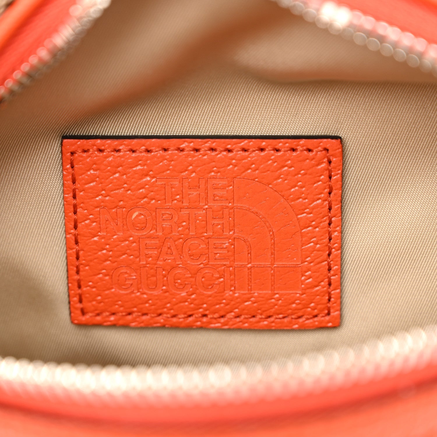 X THE NORTH FACE Monogram Textured Dollar Calfskin Embroidered Belt Bag Beige Ebony Mystic White Deep Orange