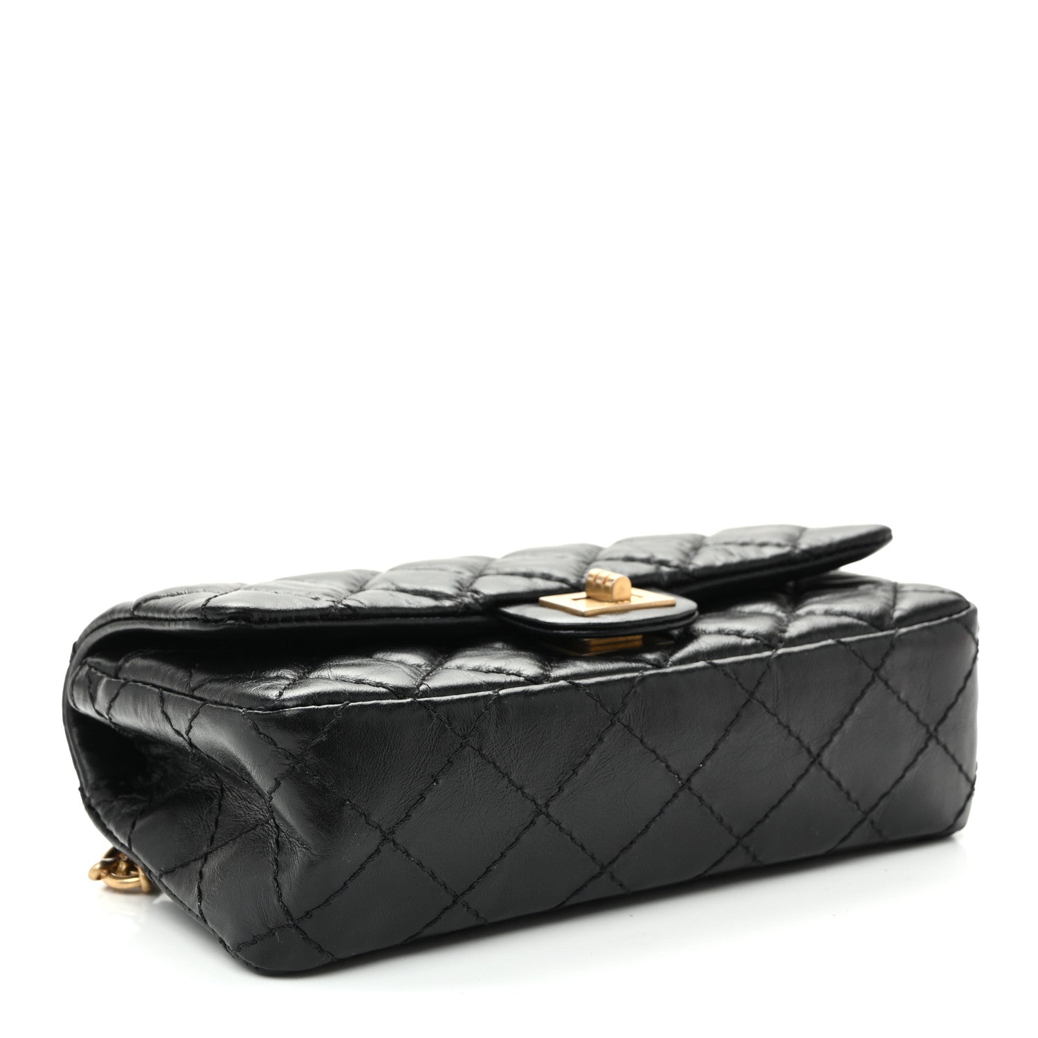 Aged Calfskin Quilted 2.55 Reissue Flap Belt Bag Clutch Black