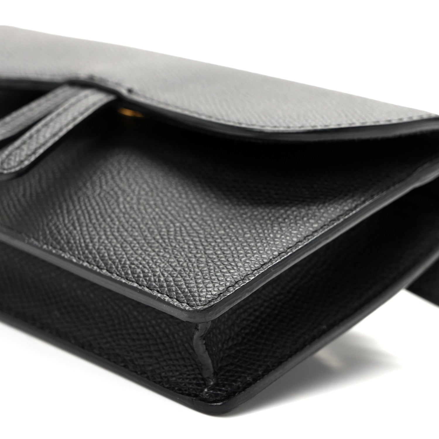 Grained Calfskin Saddle Belt Bag Black