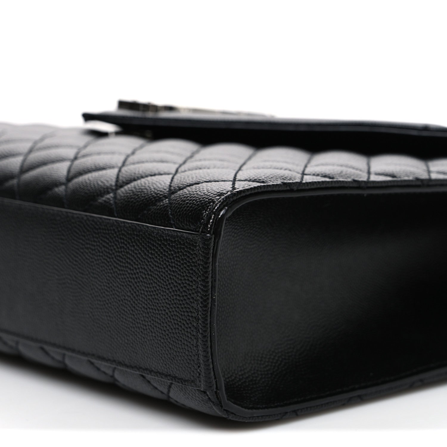 Grain De Poudre Textured Mixed Matelasse Large Triquilt Monogram Satchel Black