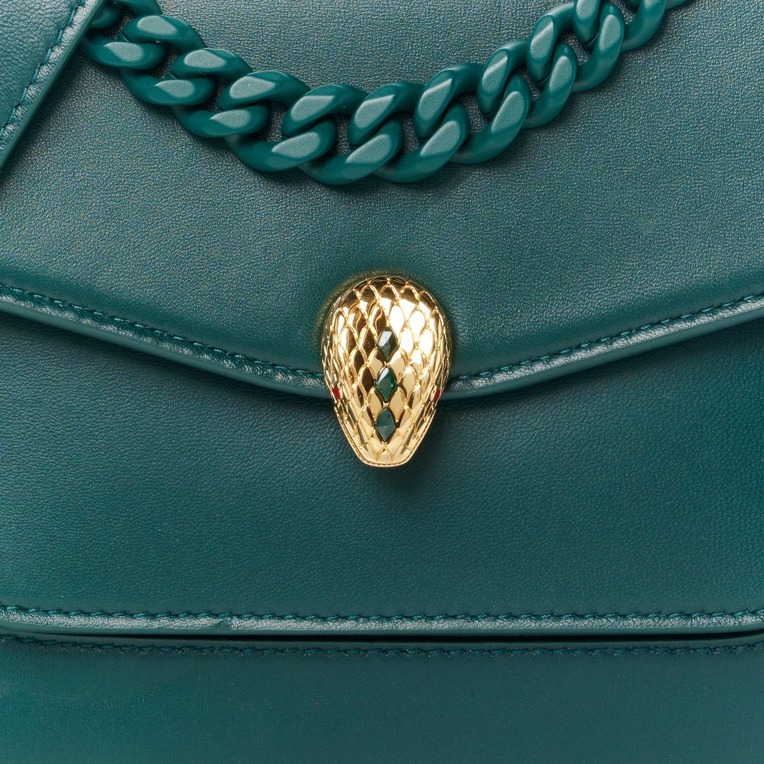 Nappa Monochrome Serpenti Forever Maxi Chain Crossbody Bag Green