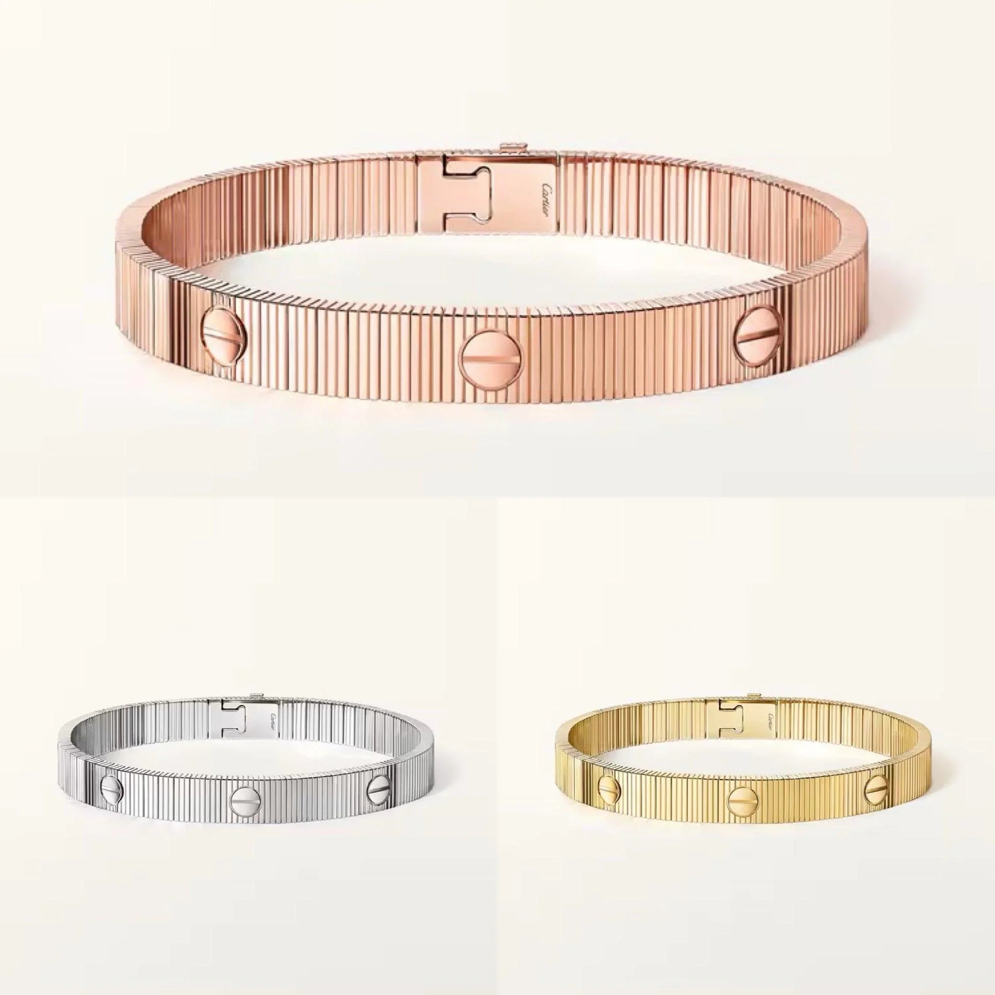 Cartier 18K Gold Plated LOVE Flexible Bracelet yellow-rose-silver ✨