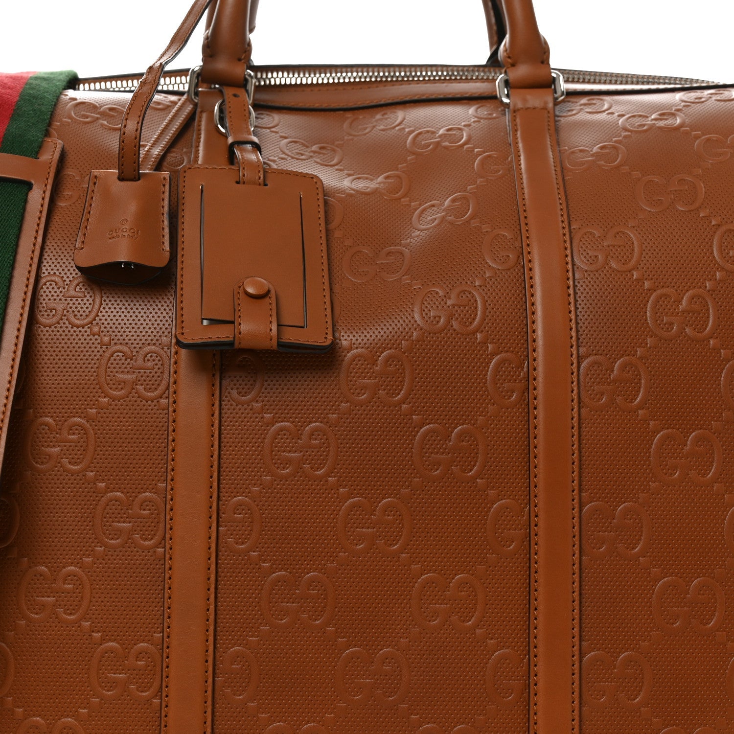 Calfskin GG Tennis Embossed Duffle Bag Brown