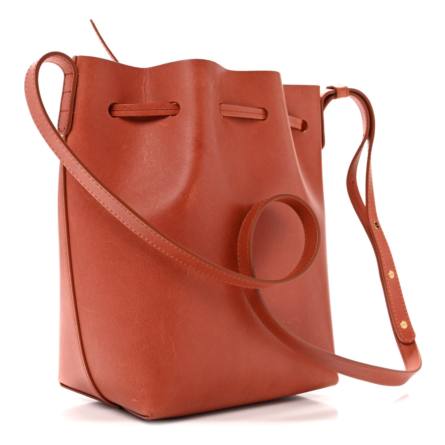 Vegetable Tanned Calfskin Mini Bucket Bag Brandy