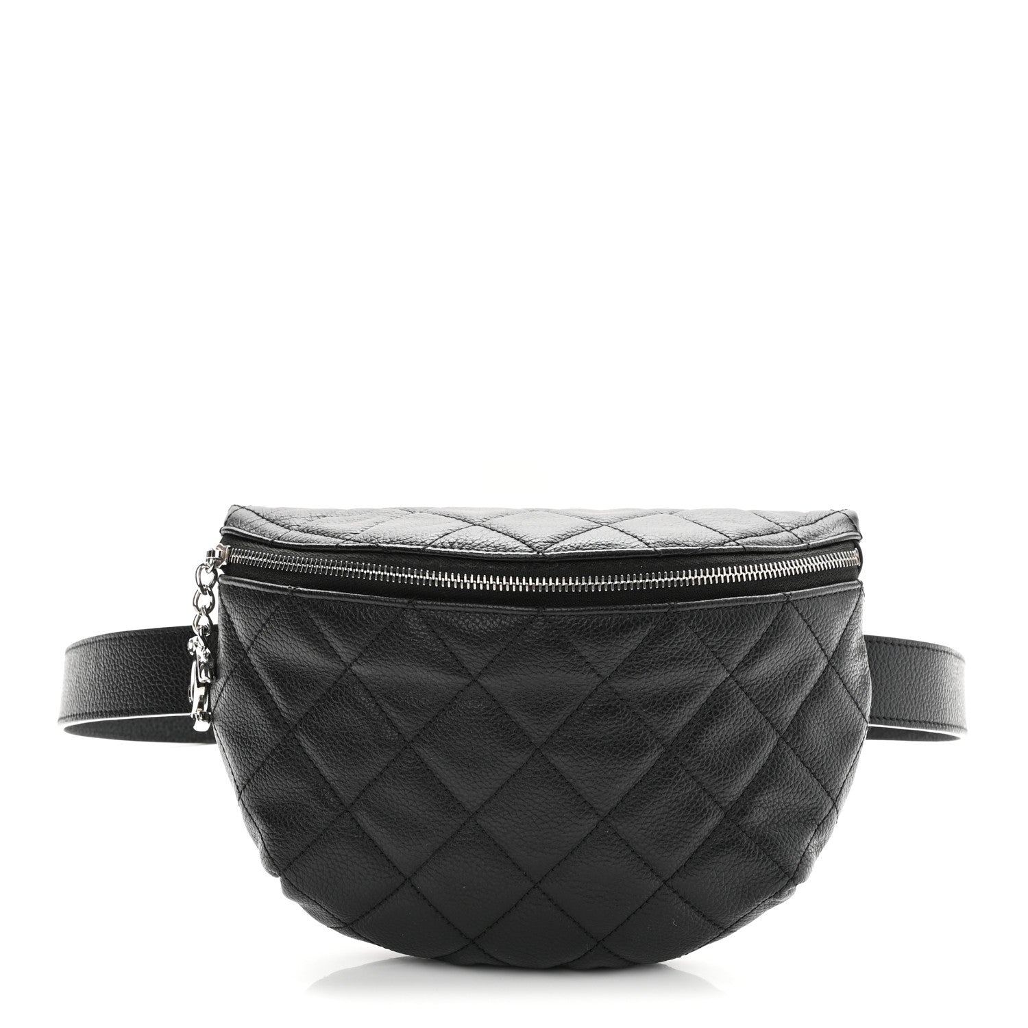 Grained Calfskin Quilted Waist Belt Bag Black