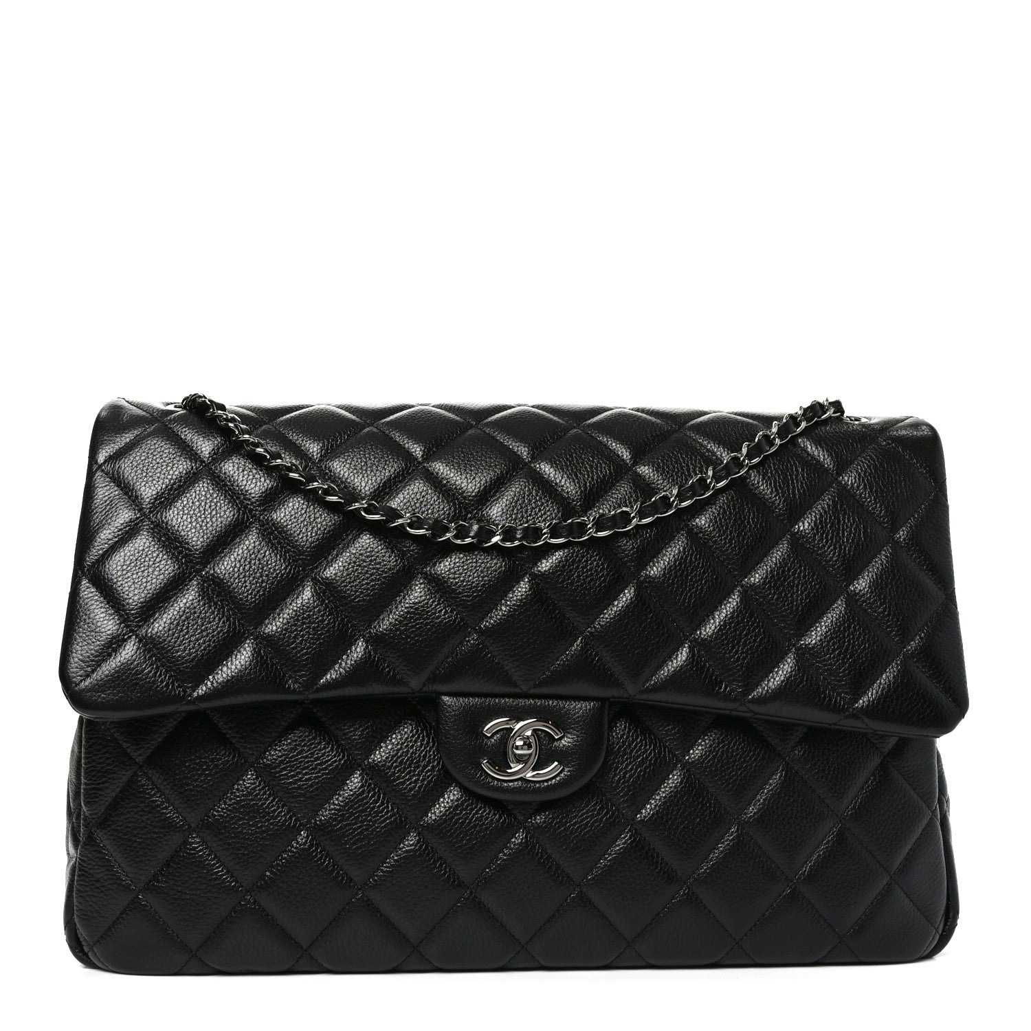 Caviar Quilted Small XXL Travel Flap Bag Black