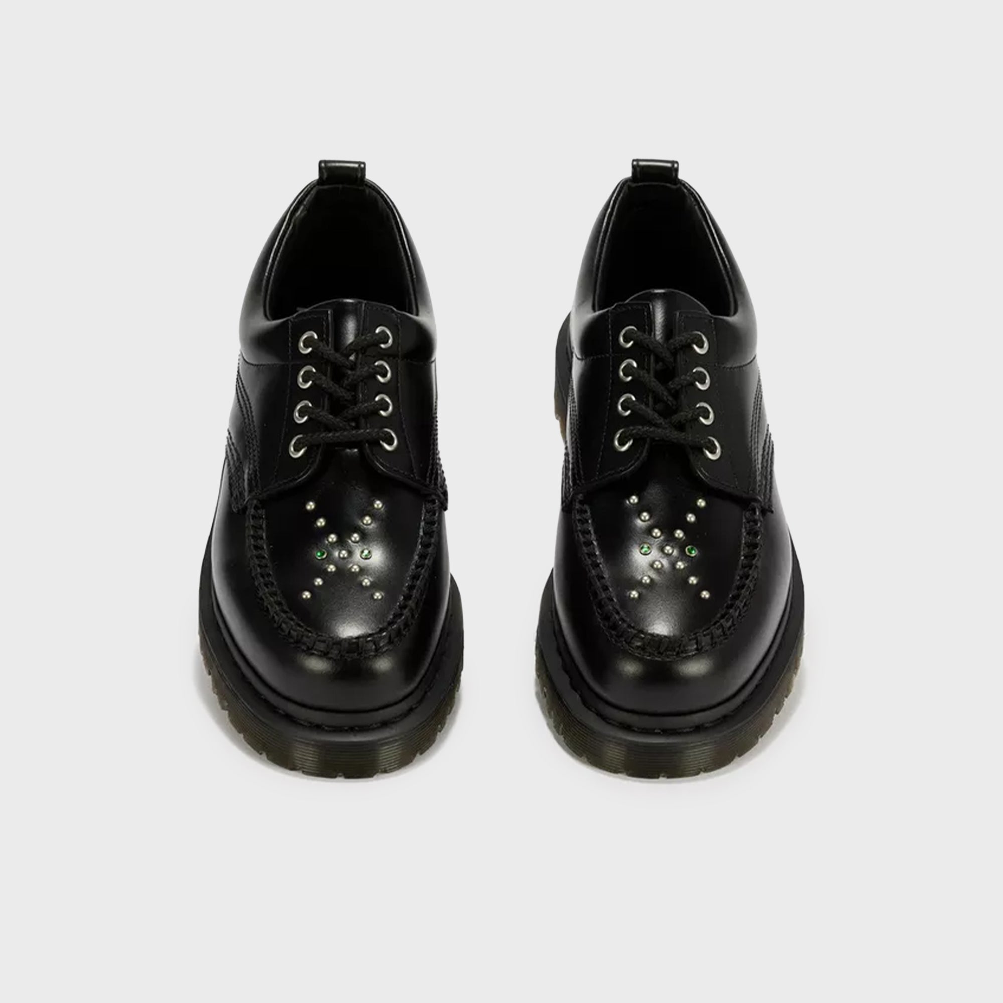 Dr. Martens Lowell Studded Analine Leather Moc Toe - Black Analine