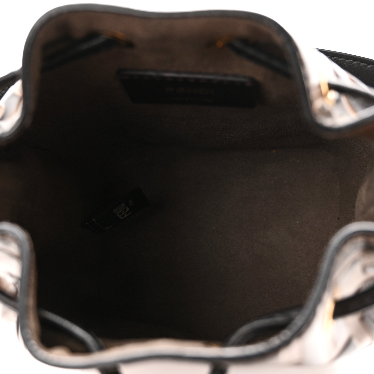 Vitello Liberty F is Fendi Bi-Color FF 1974 Embossed Mini Mon Tresor Bucket Bag Maya Black