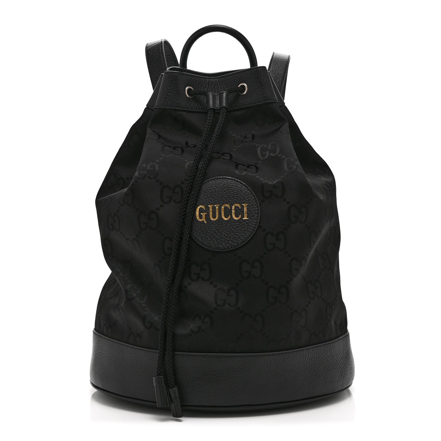 Econyl Nylon Monogram Off The Grid Drawstring Bucket Backpack Black