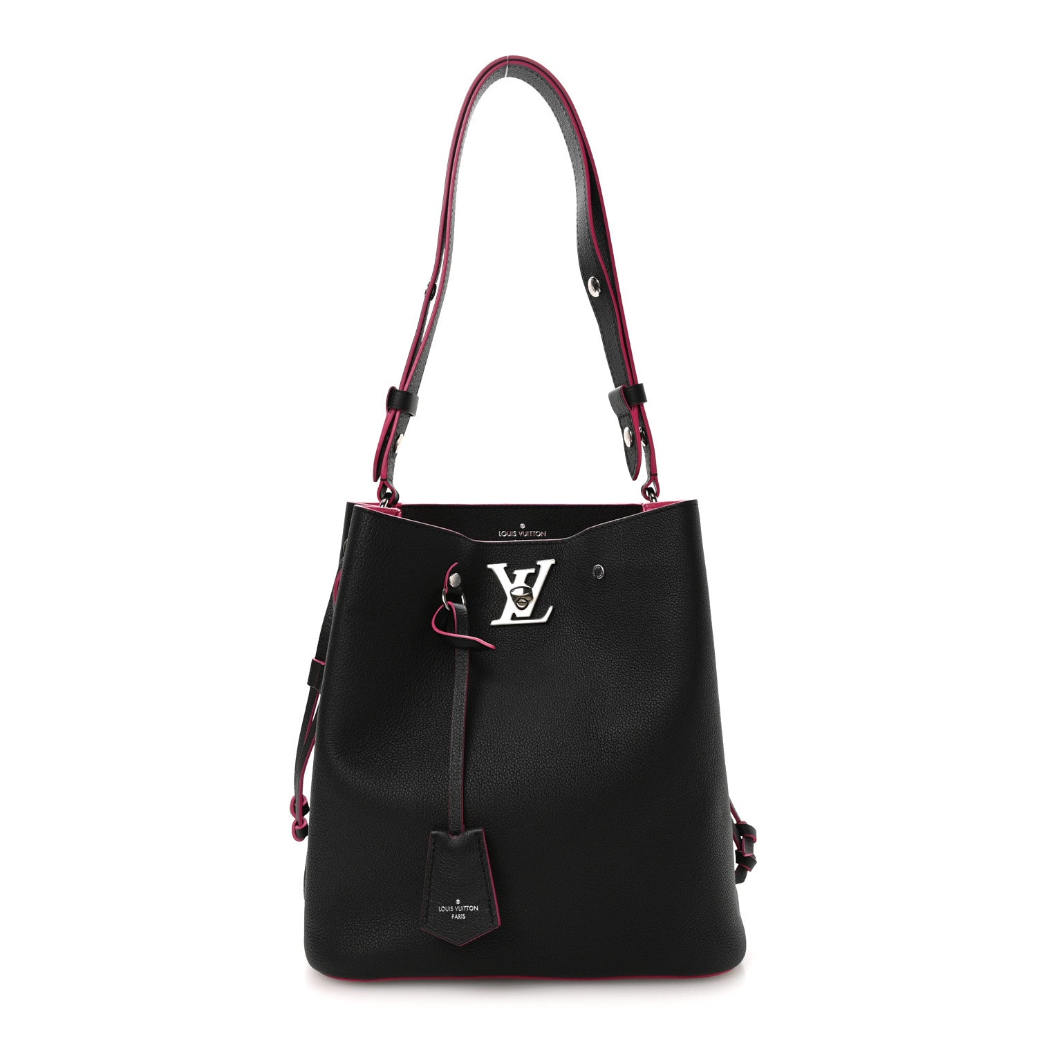 Calfskin Lockme Bucket Black