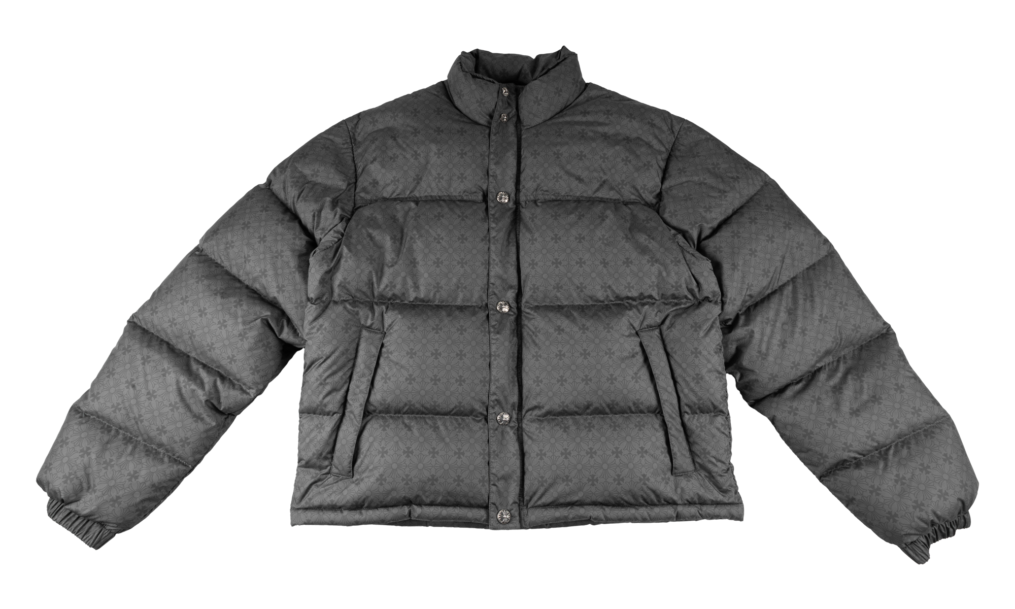 Monogram Print Down Puffer Jacket "Charcoal Grey" CHRM1285