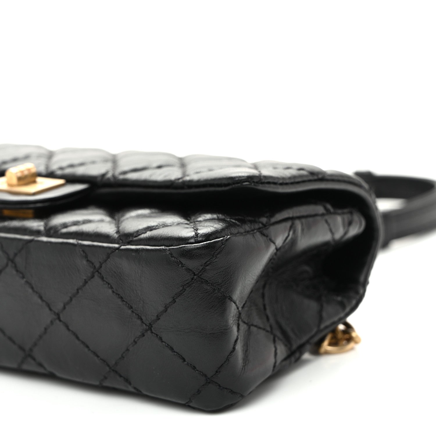Aged Calfskin Quilted 2.55 Reissue Flap Belt Bag Clutch Black