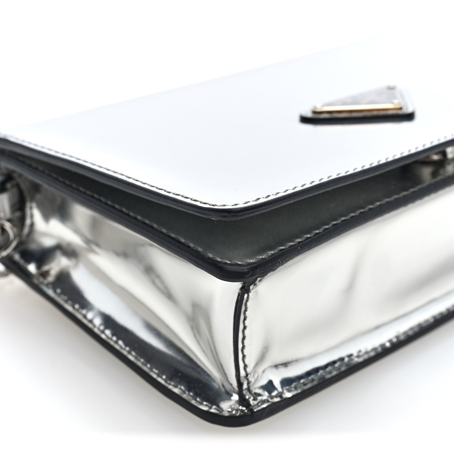Spazzolato Flap Slide Chain Shoulder Bag Argento Argento