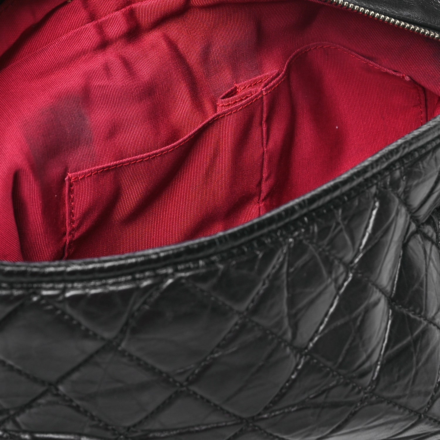 Aged Calfskin Quilted Large Gabrielle Hobo Black