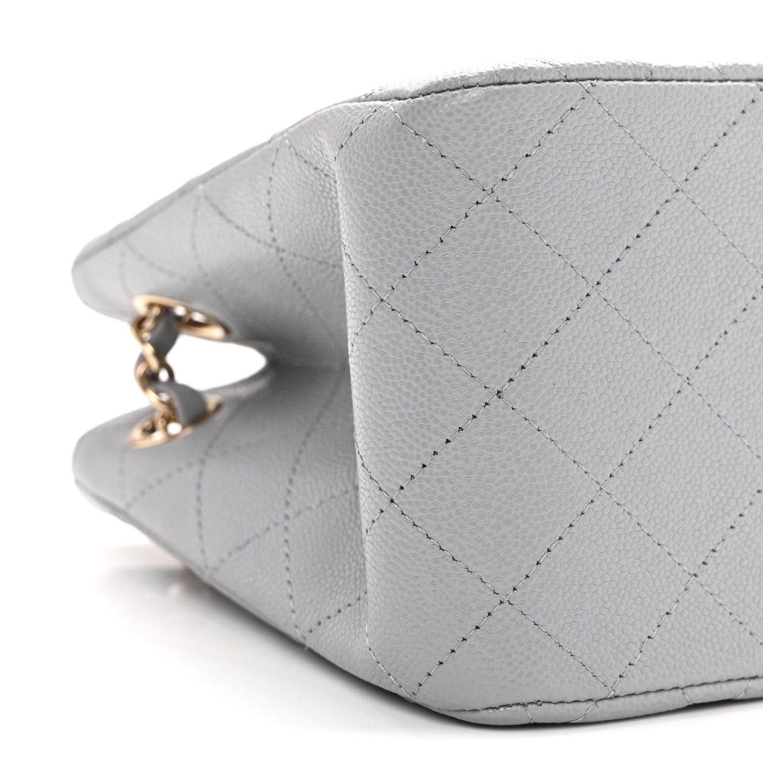 Caviar Quilted Mini Bucket Bag Grey
