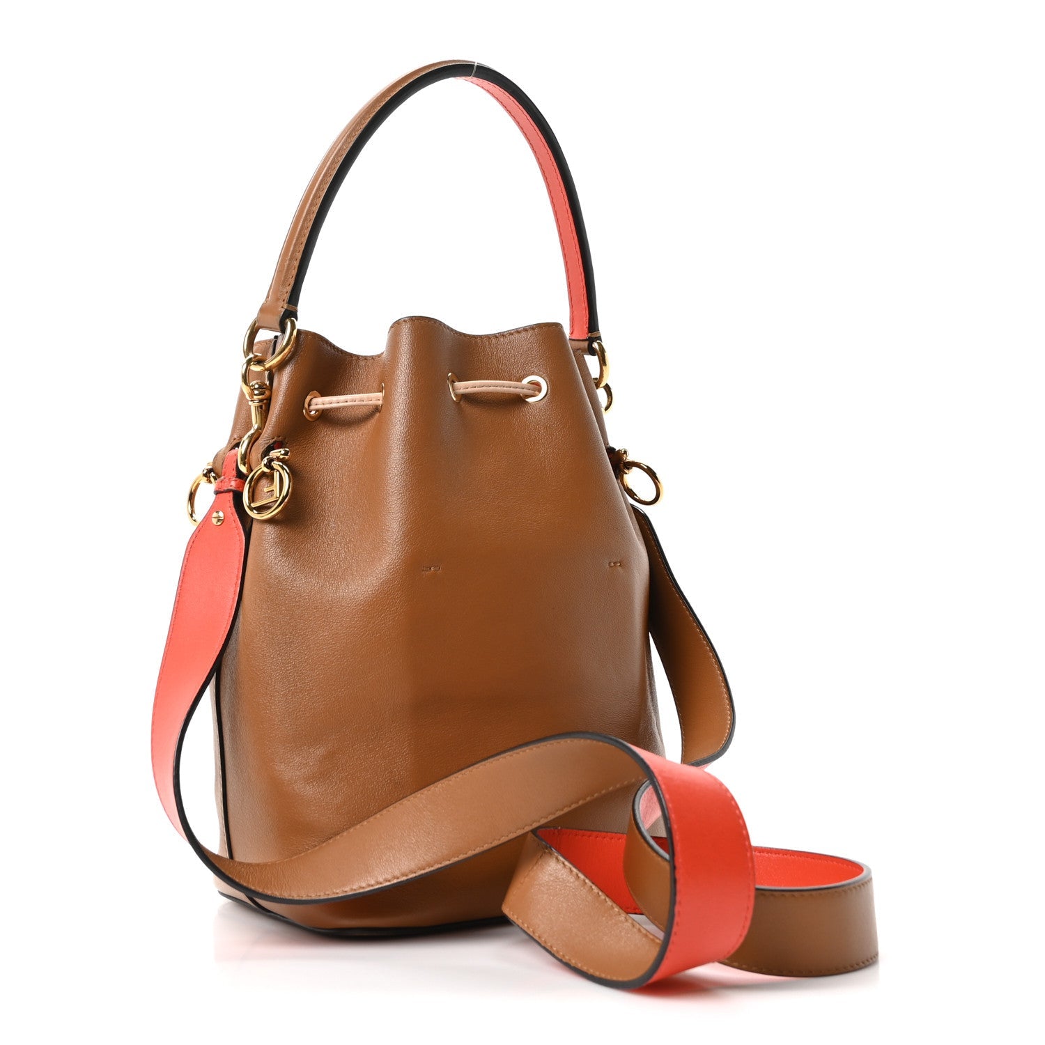 Vitello Grace F is Fendi Stamp Patch Perforated Small Mon Tresor Bucket Bag Nocciola