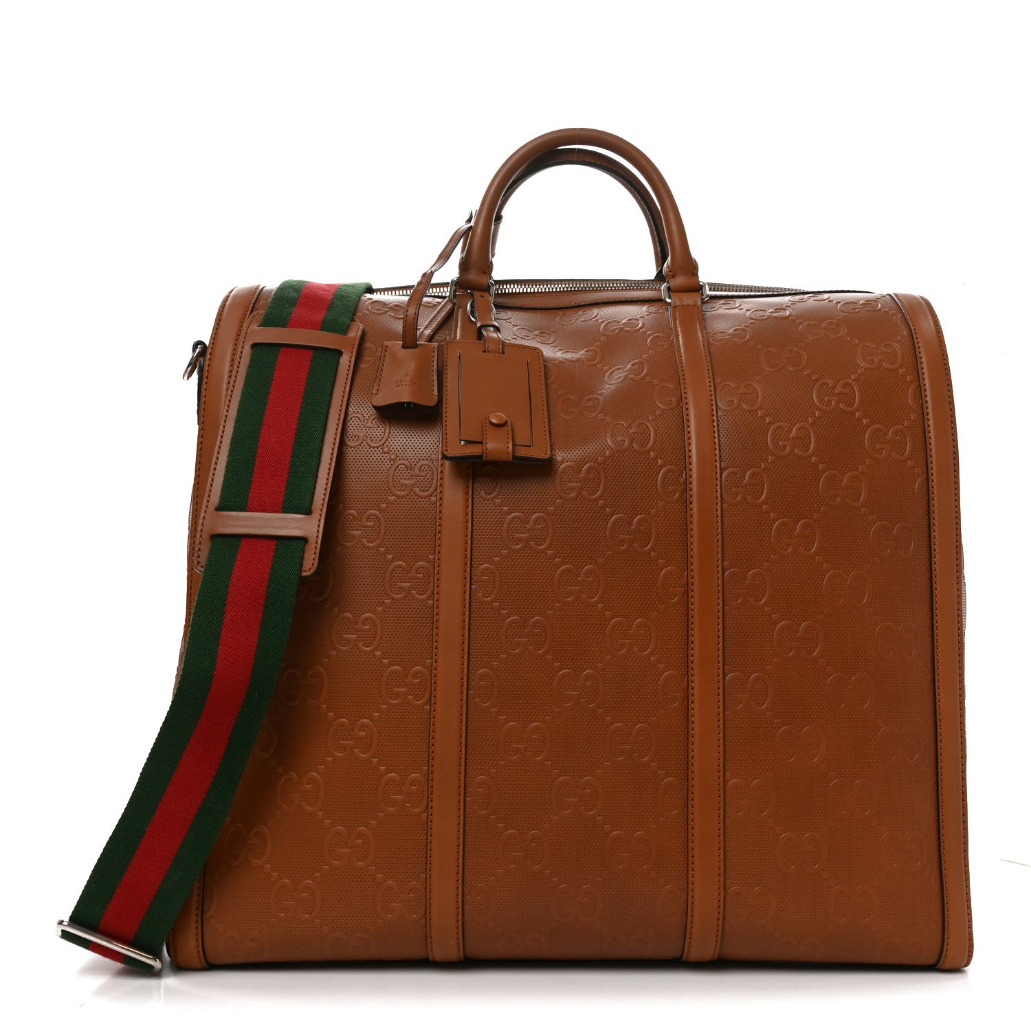Calfskin GG Tennis Embossed Duffle Bag Brown