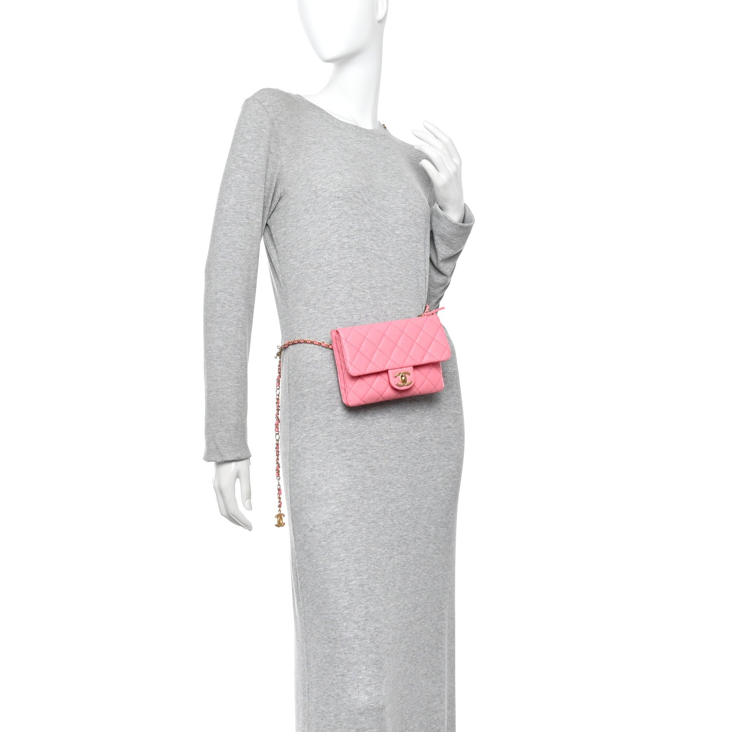Shiny Caviar Pick Me Up Flap Belt Bag Pink