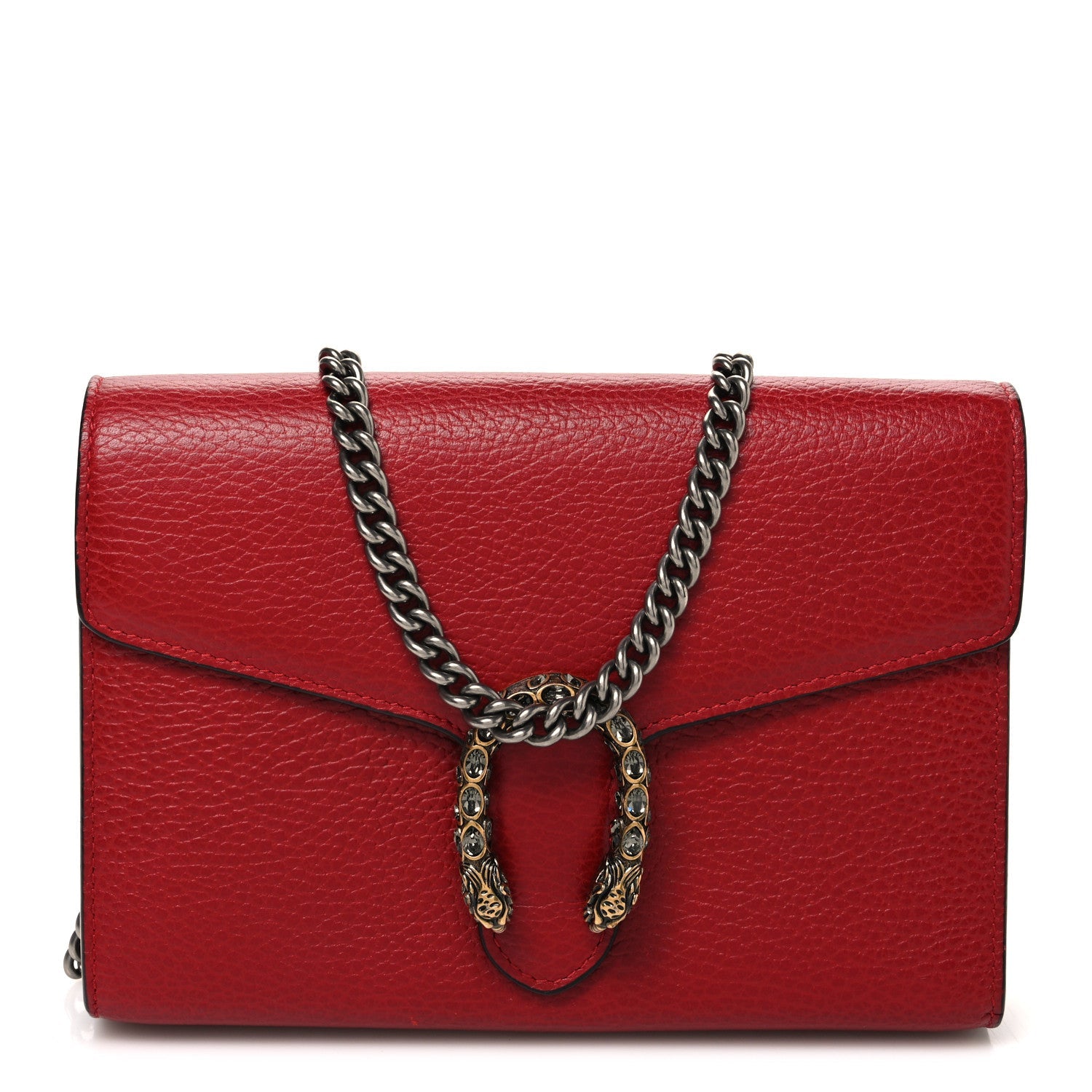Calfskin Mini Dionysus Chain Wallet Hibiscus Red