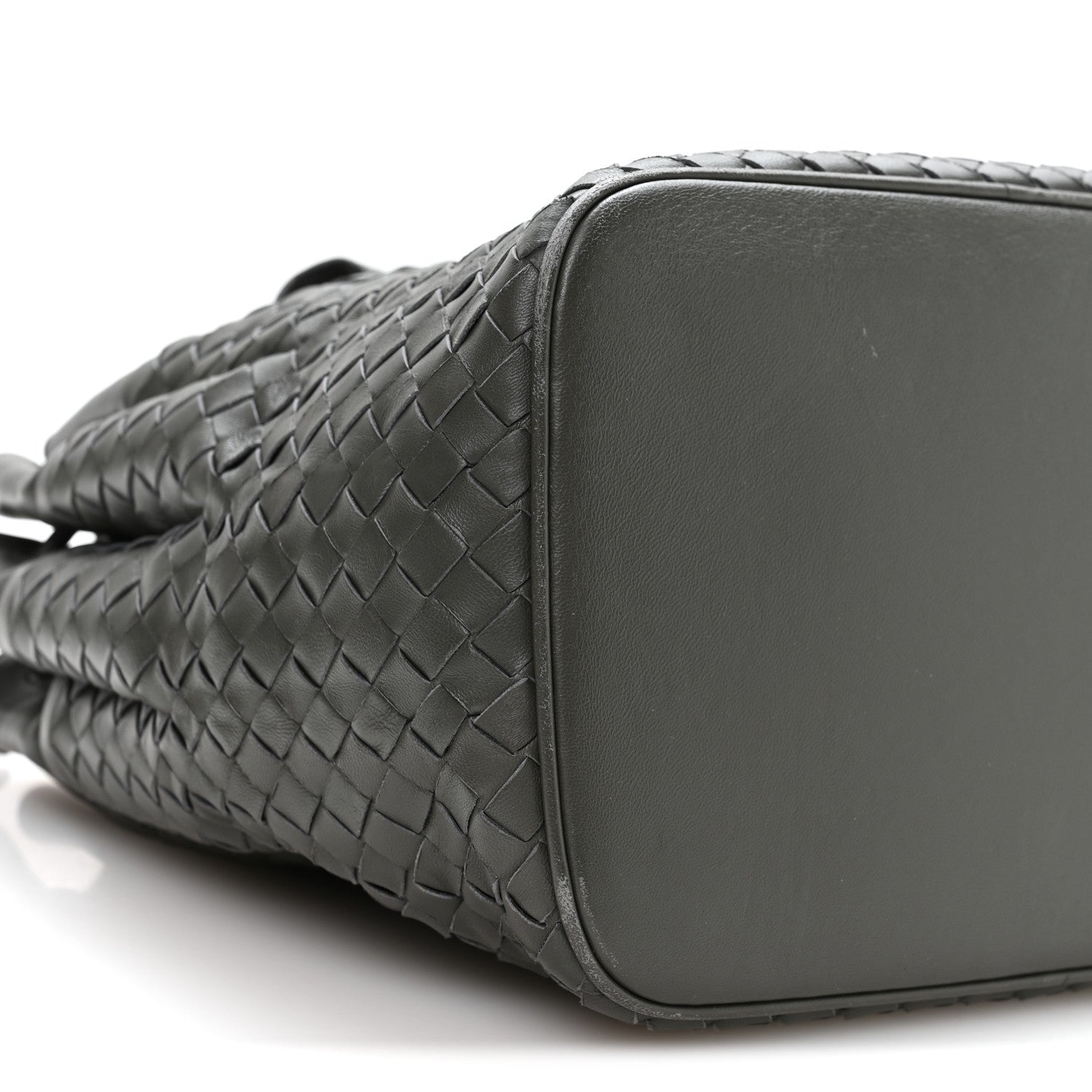 Nappa Intrecciato Drawstring Bucket Bag Grey