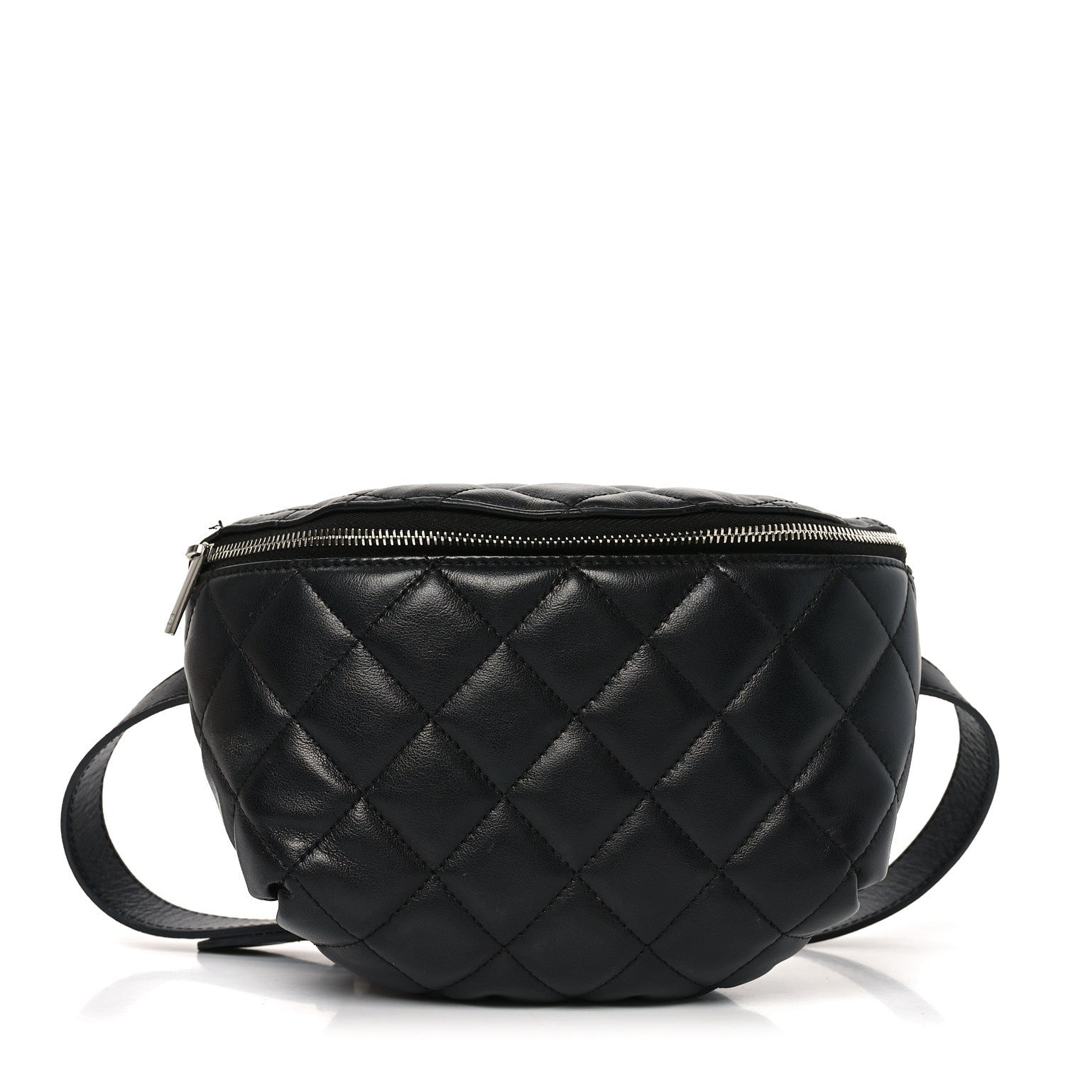 Calfskin Quilted Waist Belt Bag Black